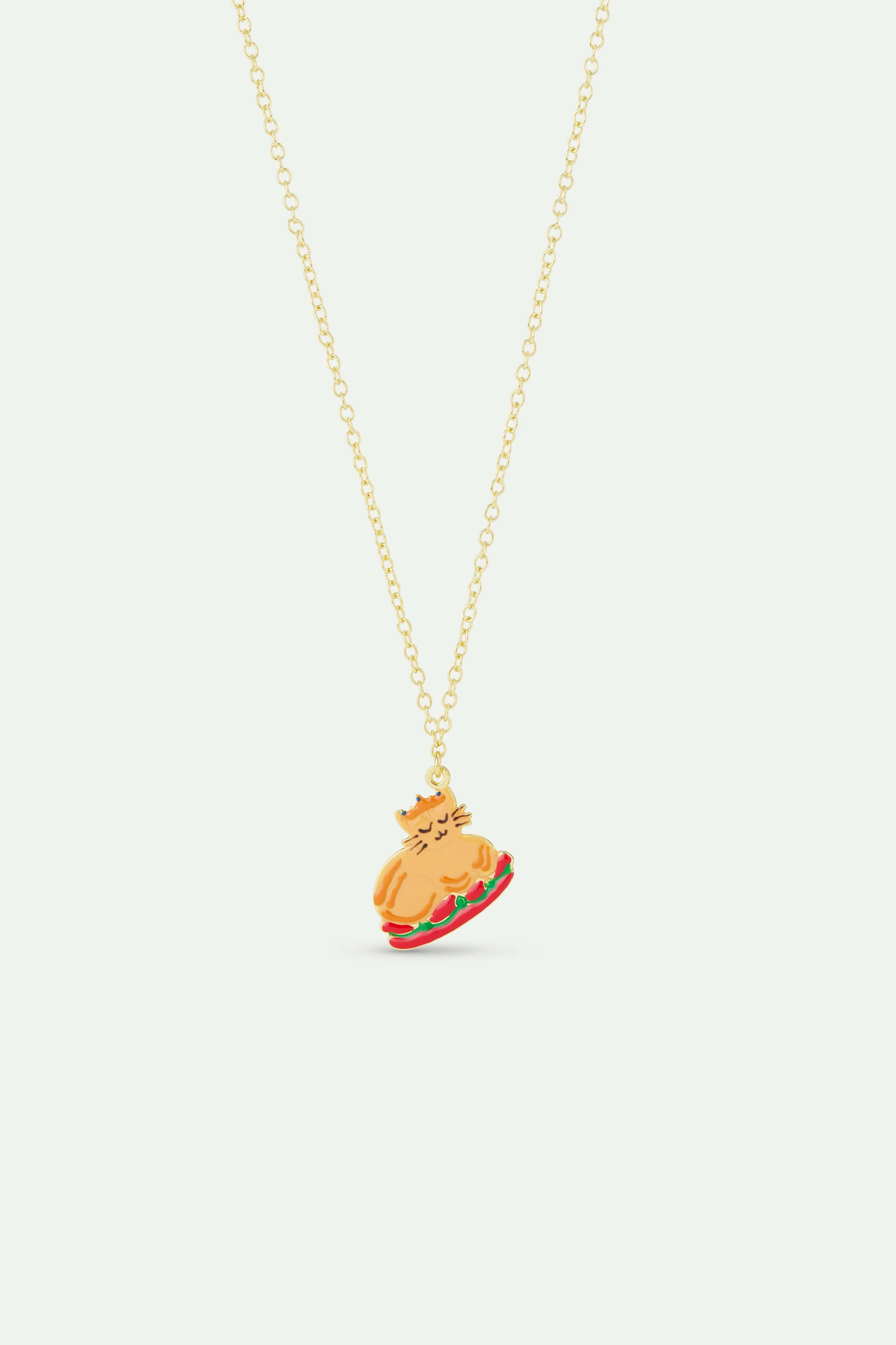 Collier pendentif repas de noël et couronne doré