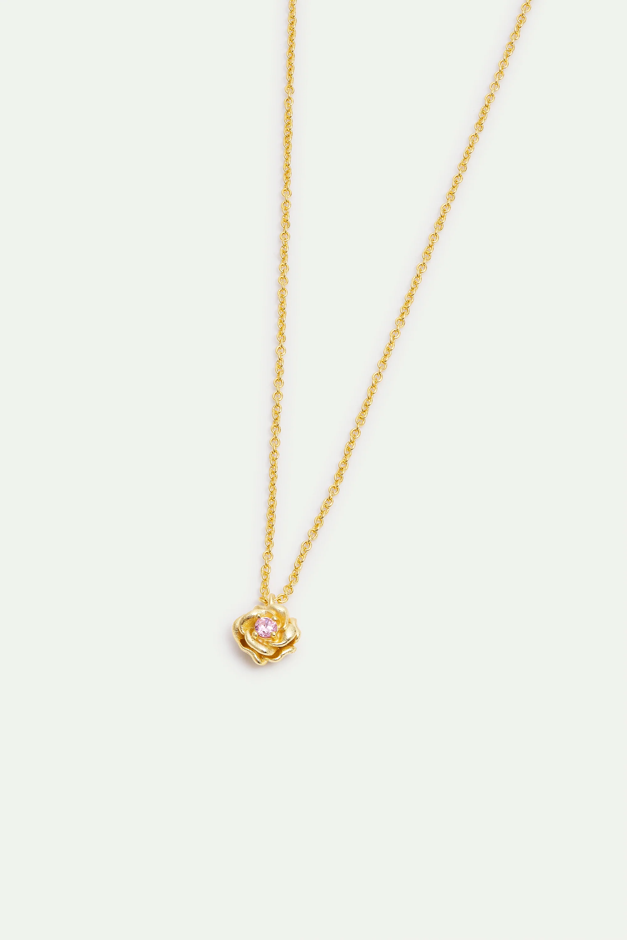 Collier pendentif rose dorée Mona Lisa et cristal rose - Image 3