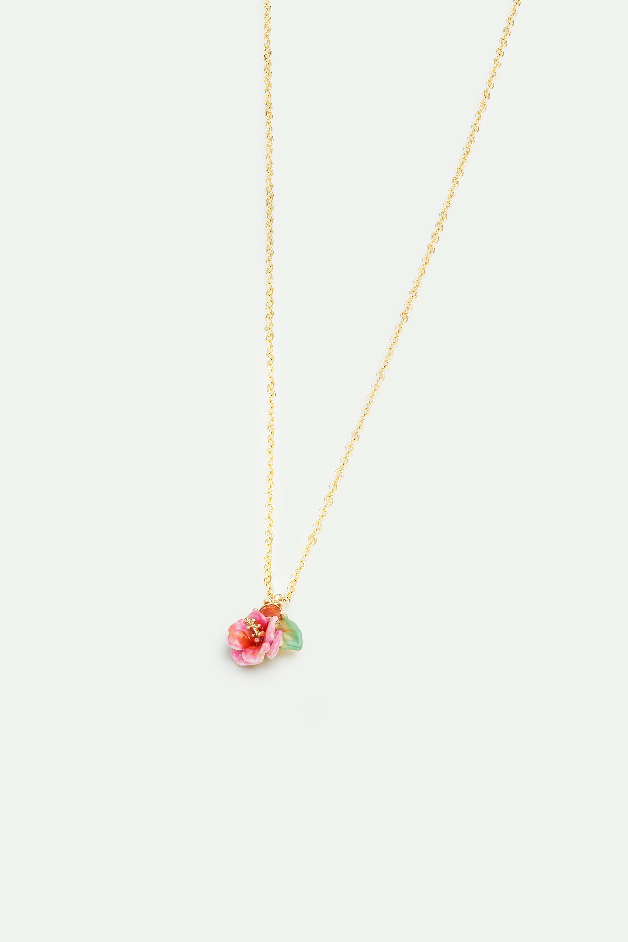 Collier pendentif rose et cristal facetté - Image 3