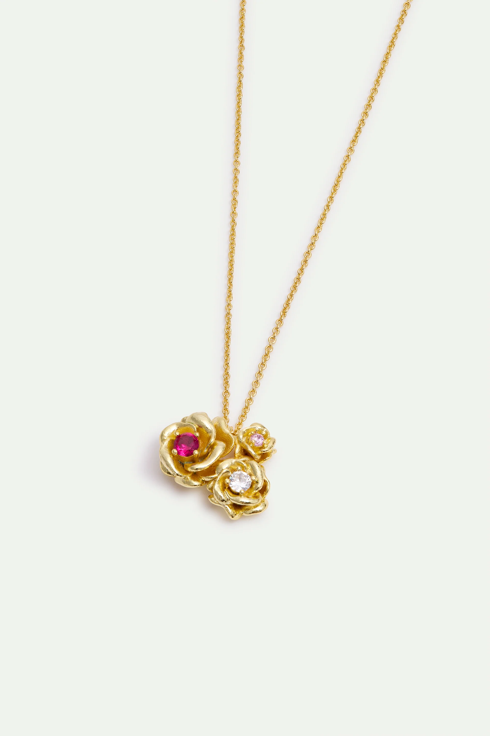 Collier pendentif roses dorées Mona Lisa et pierres rondes - Image 3