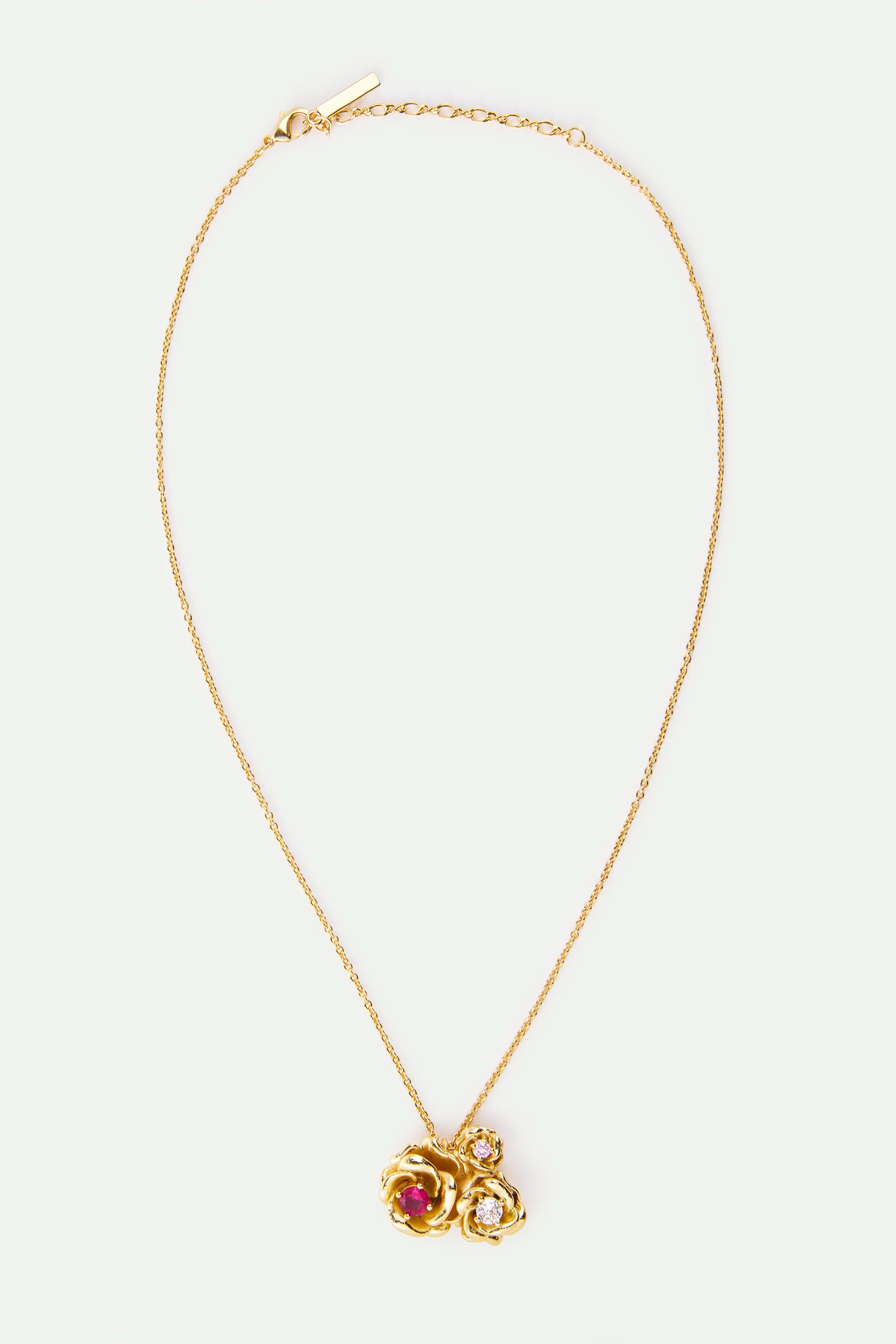 Collier pendentif roses dorées Mona Lisa et pierres rondes - Image 4