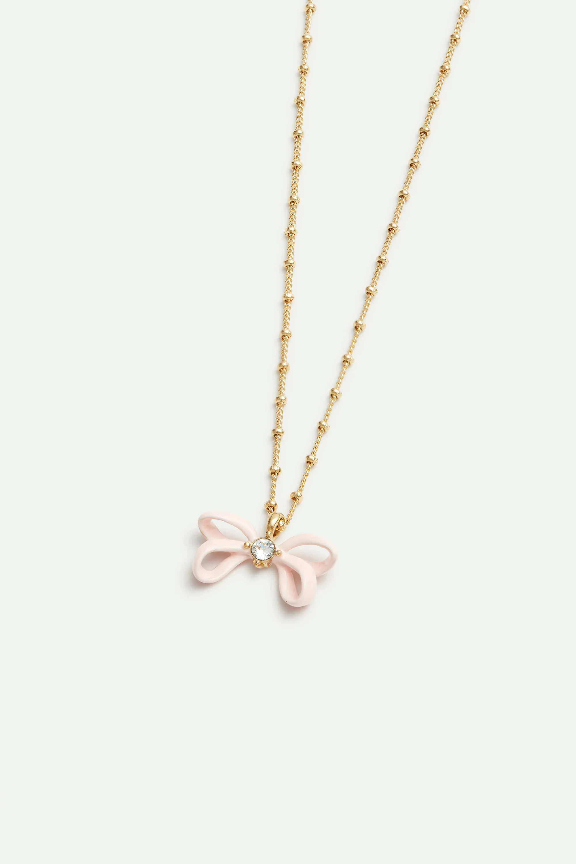 Collier pendentif ruban rose et cristal - Image 2