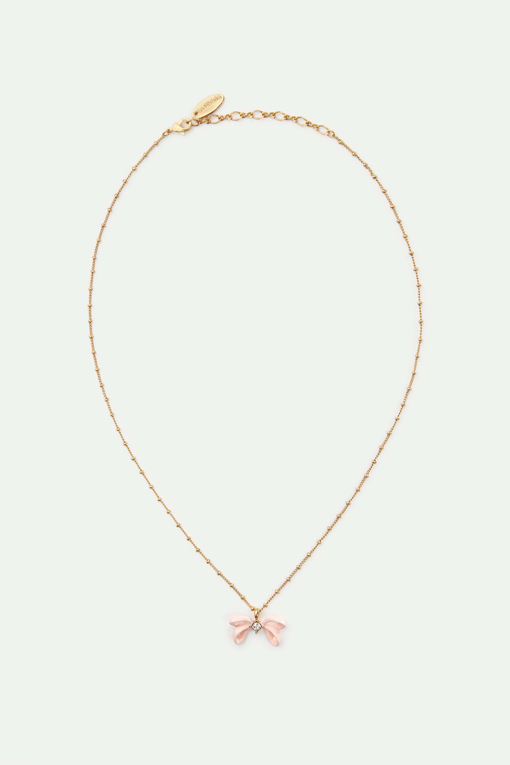 Collier pendentif ruban rose et cristal - Image 3