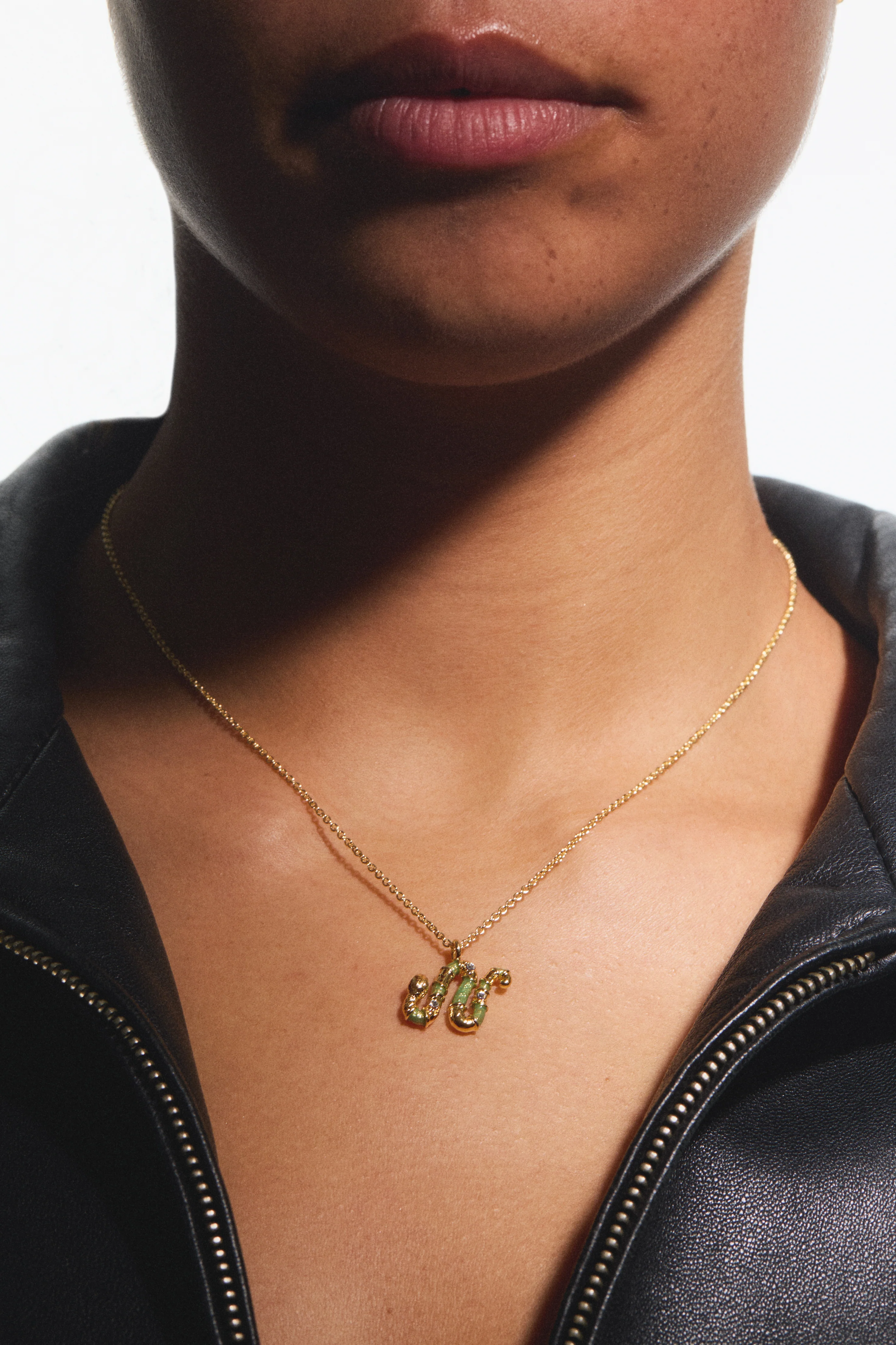 Collier pendentif serpent vert - Image 2