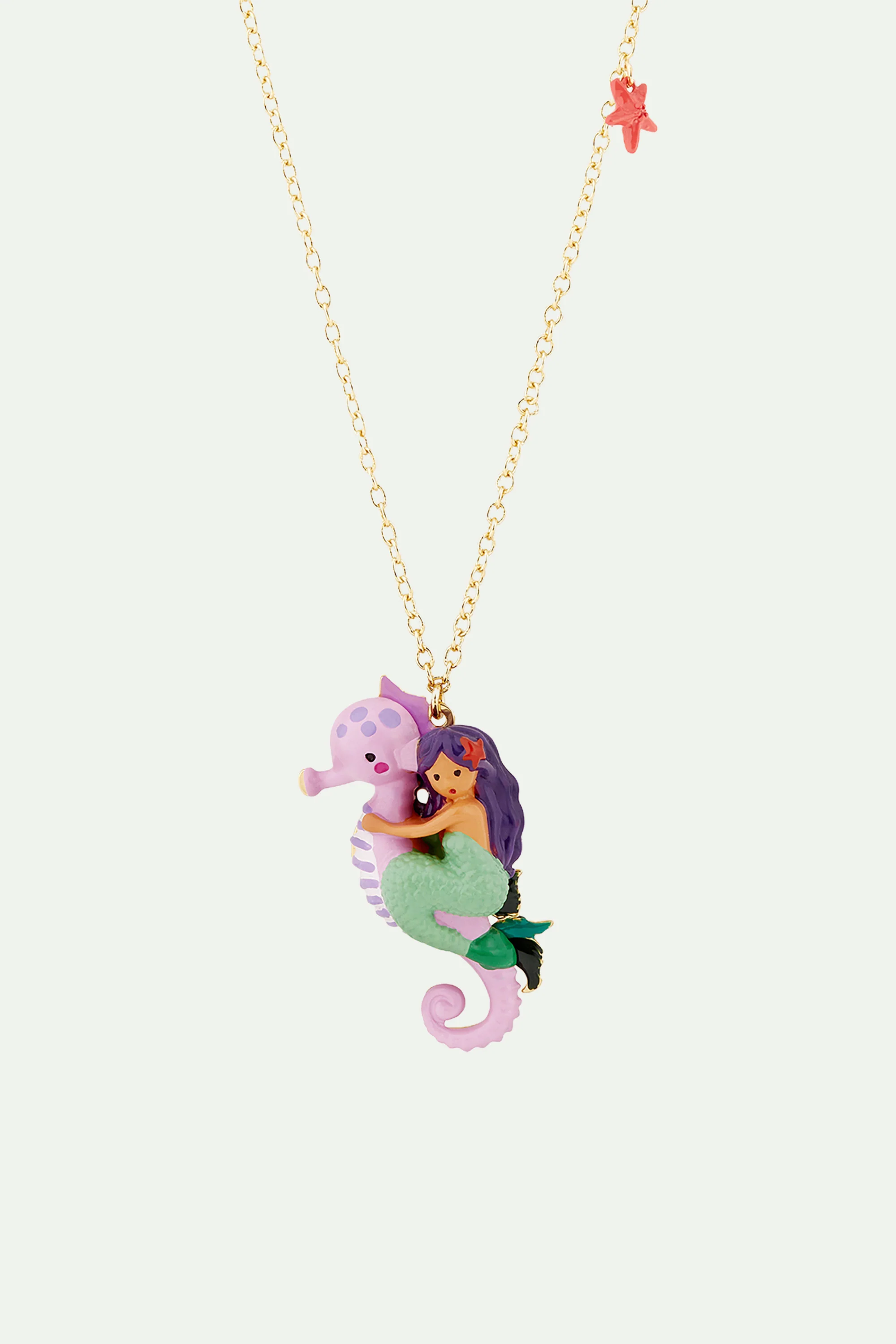 Collier pendentif sirène et hippocampe