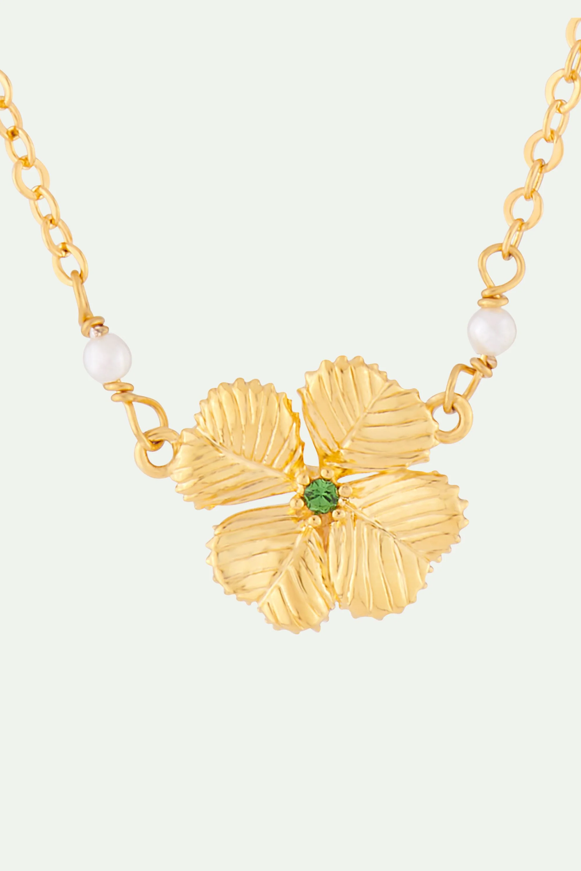 Collier pendentif trèfle et cristal - Image 2