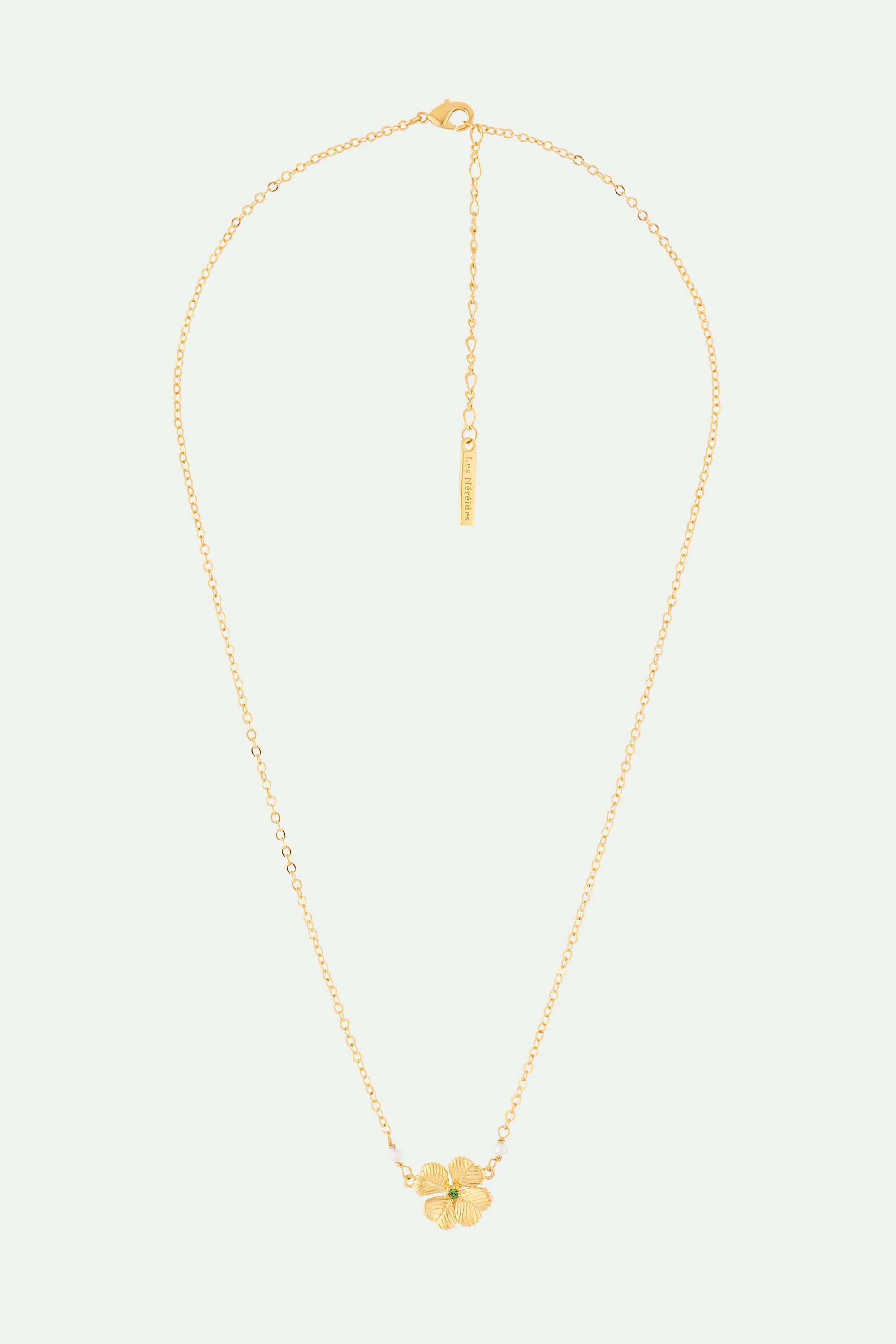 Collier pendentif trèfle et cristal - Image 3
