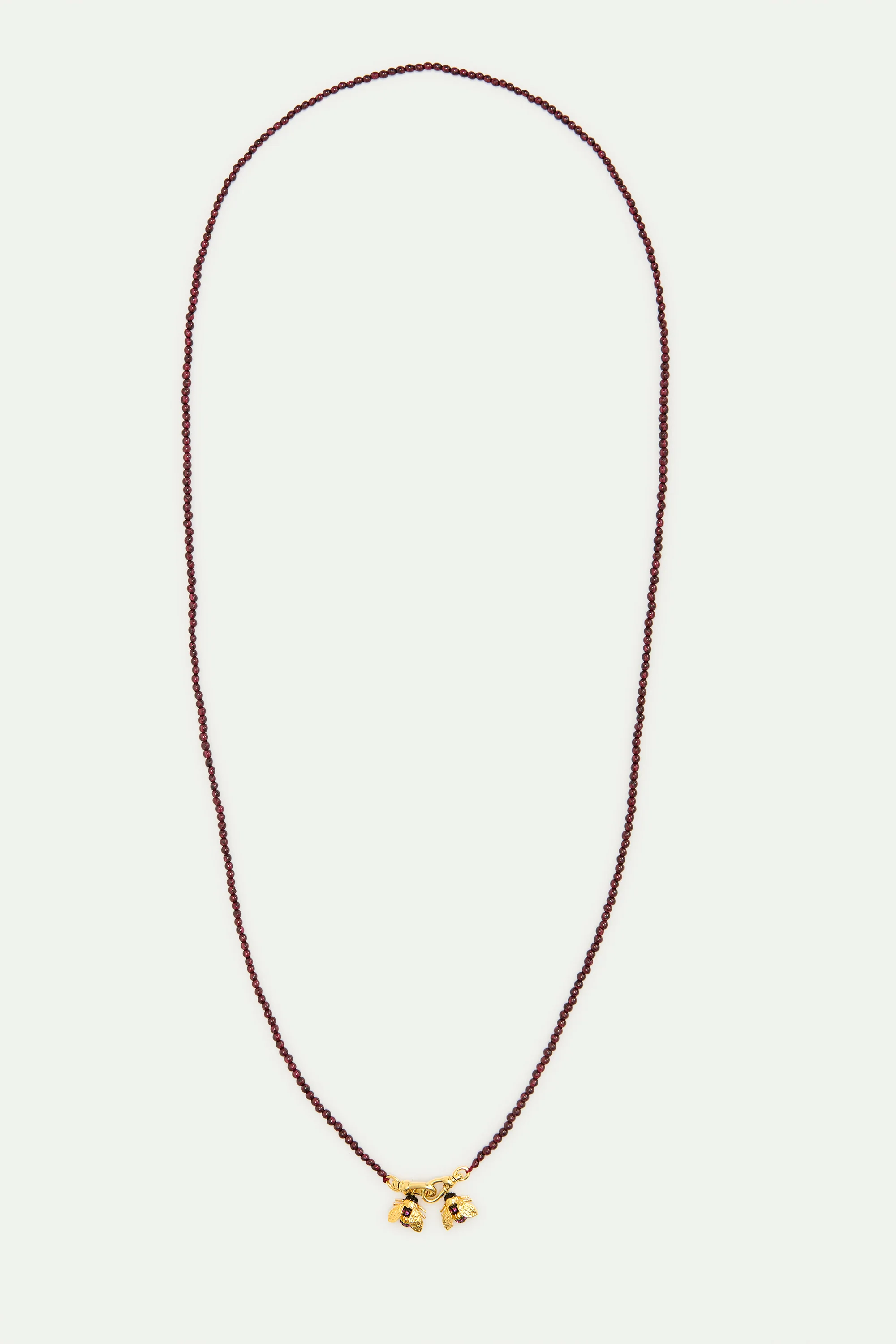 Collier perles de grenat et abeilles dorées - Image 4