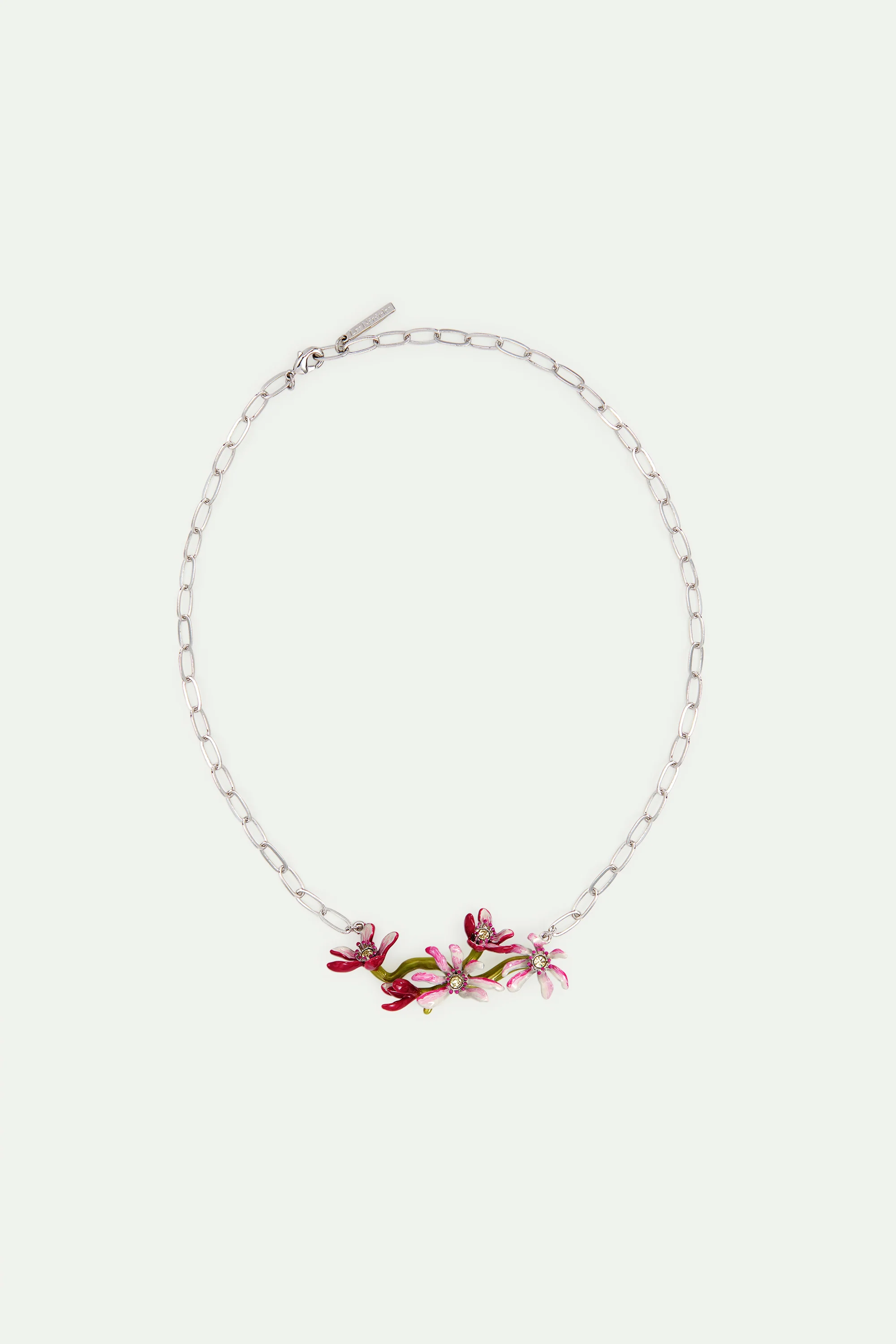 Collier plastron argenté fleurs de magnolia - Image 4