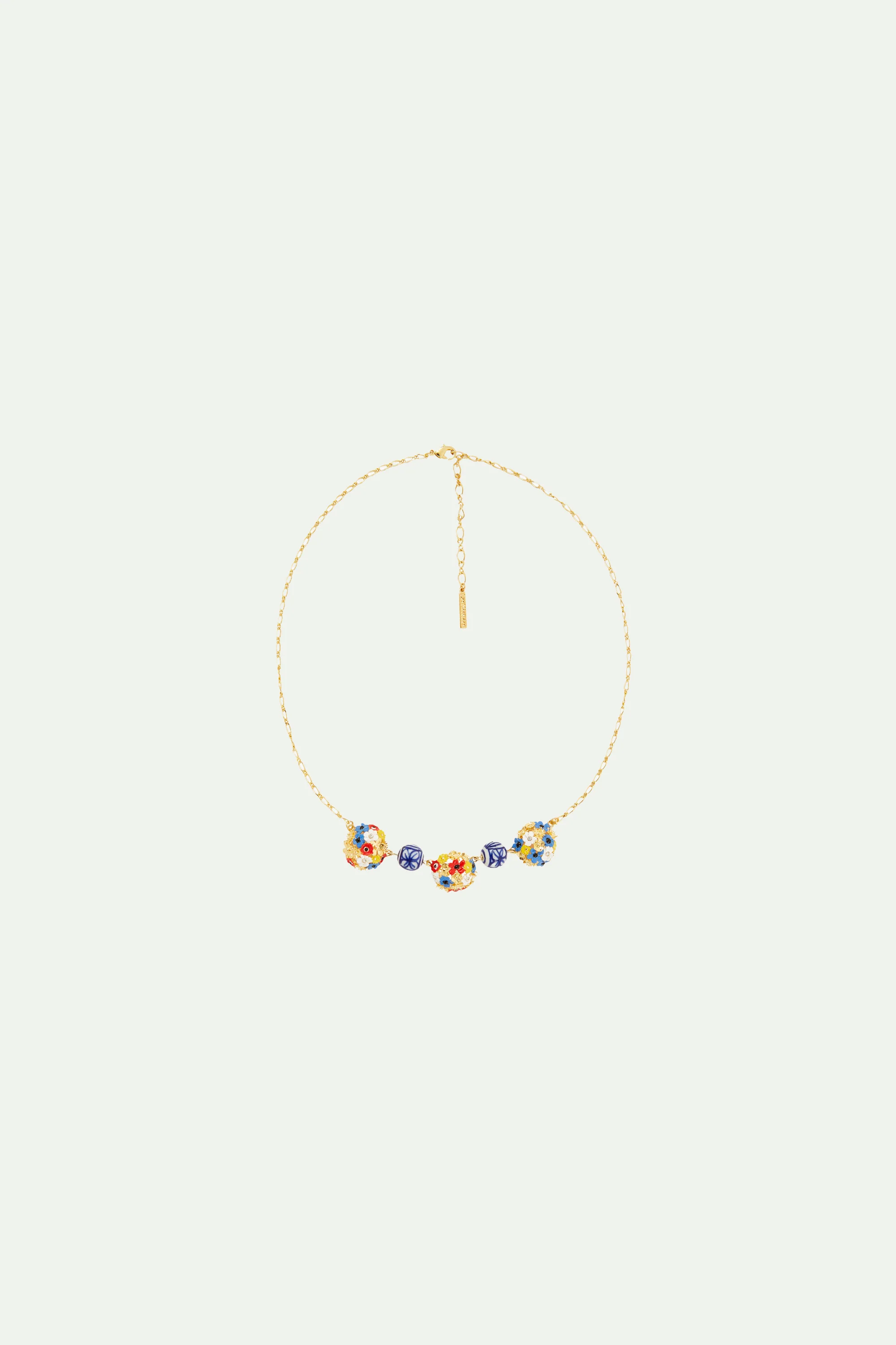 Collier plastron bouquet de fleurs et perles en céramique - Image 3