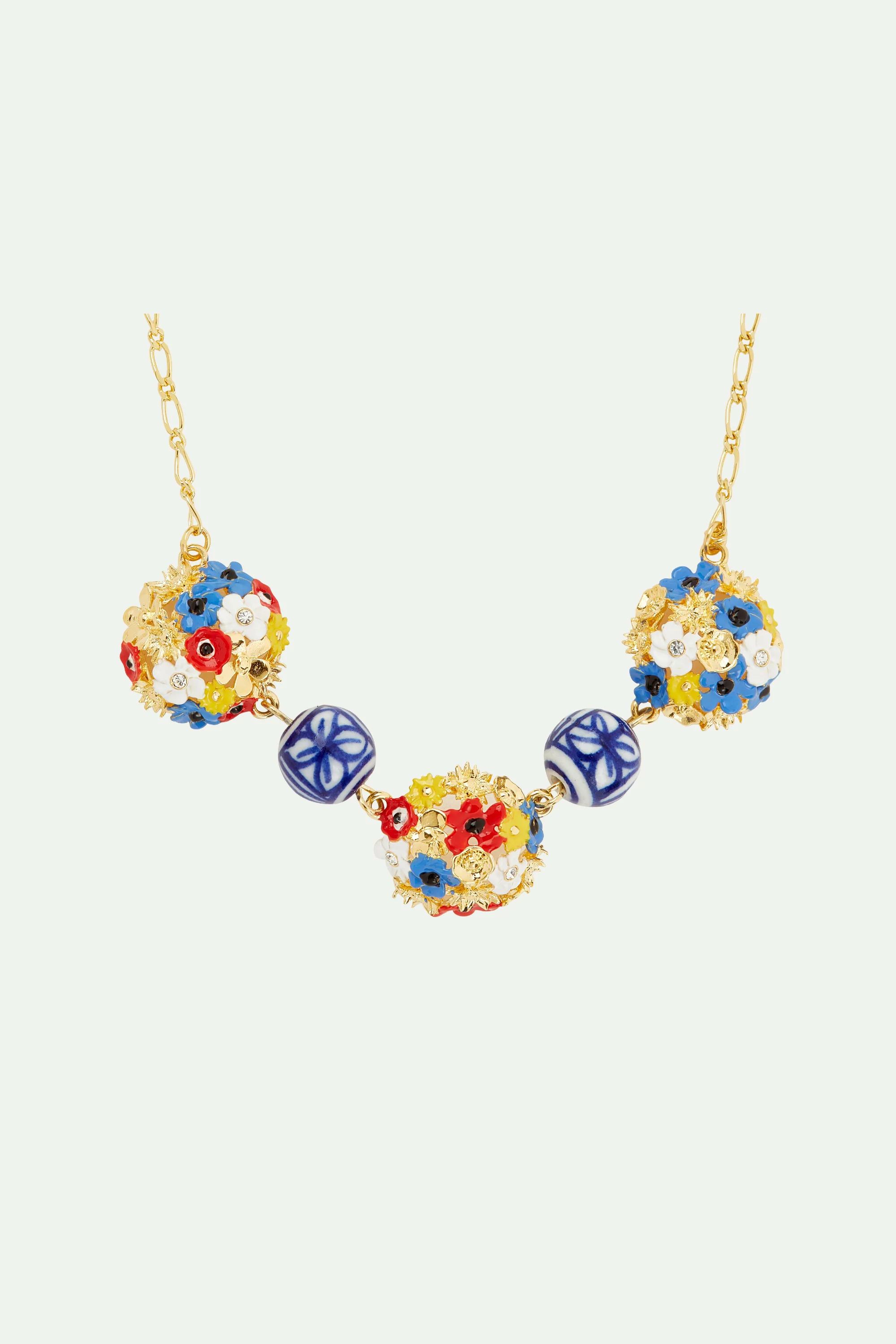 Collier plastron bouquet de fleurs et perles en céramique - Image 4