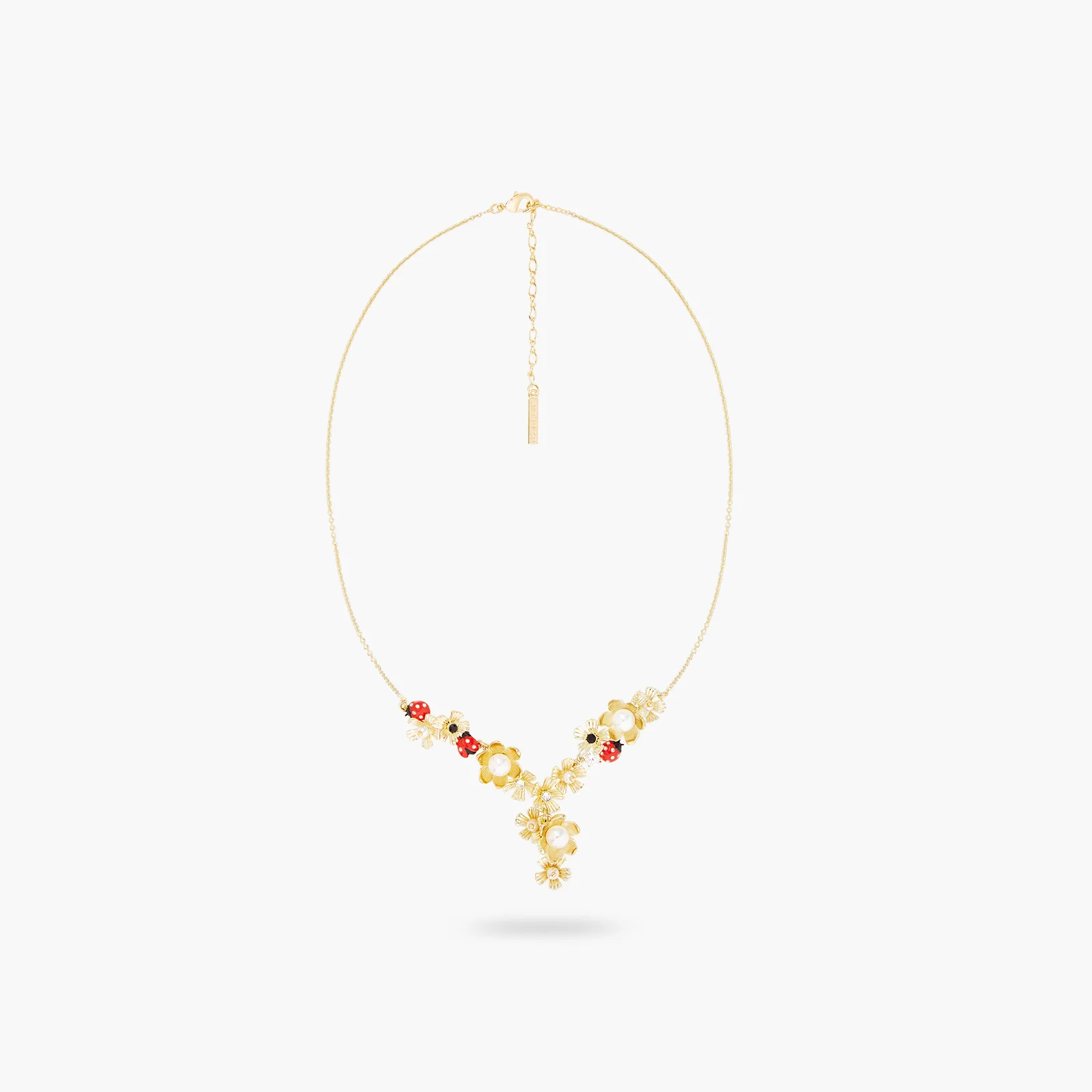 Collier plastron coccinelles et anémones des bois - Image 2