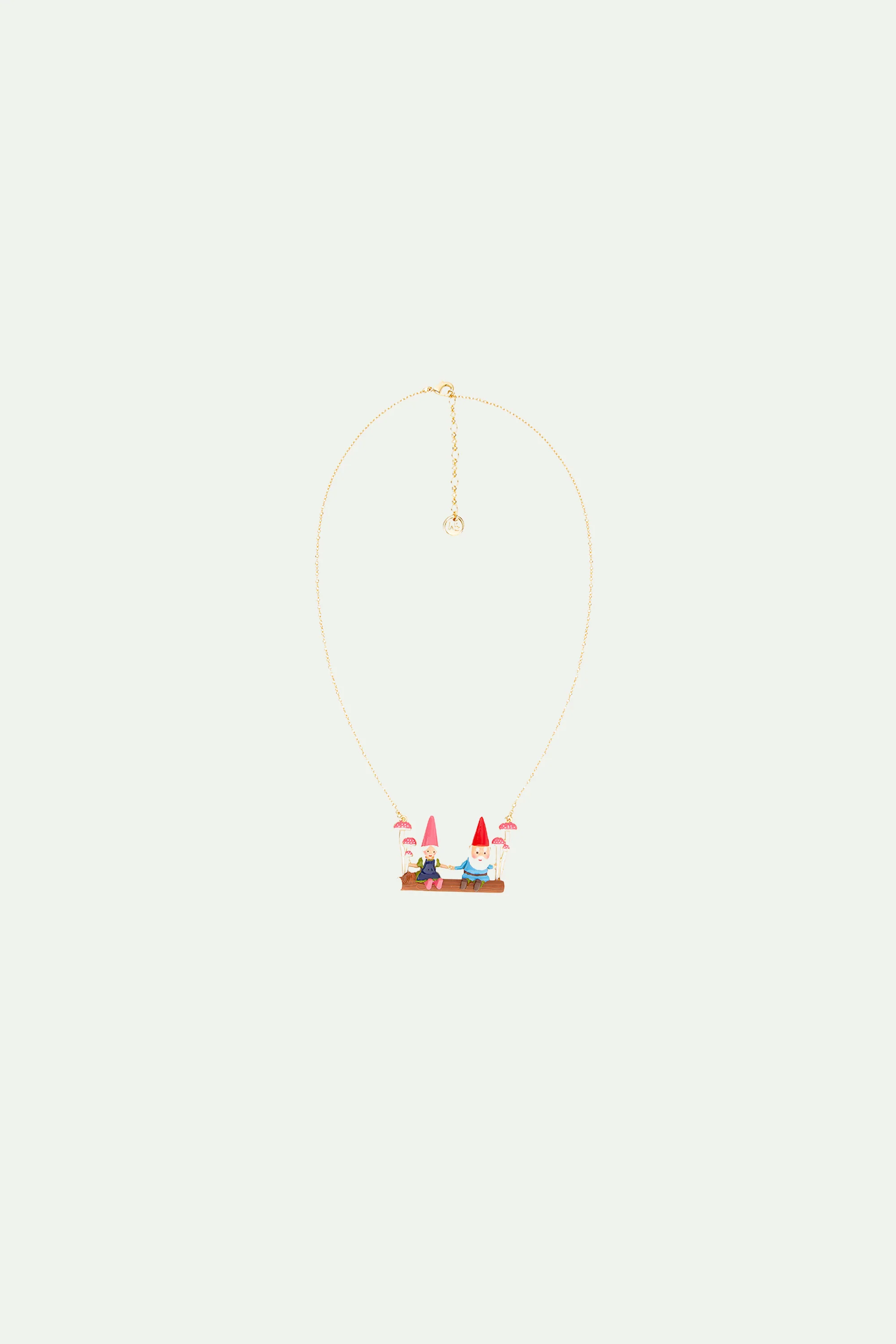 Collier plastron couple de nains de jardin sur une balançoire - Image 2