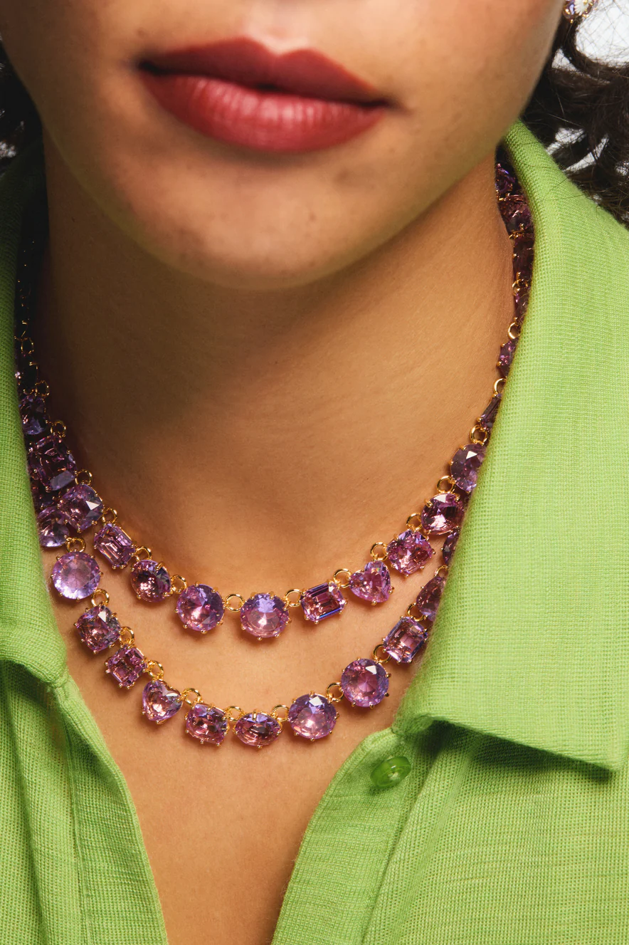 Collier plastron deux rangs La Diamantine lavande - Image 2