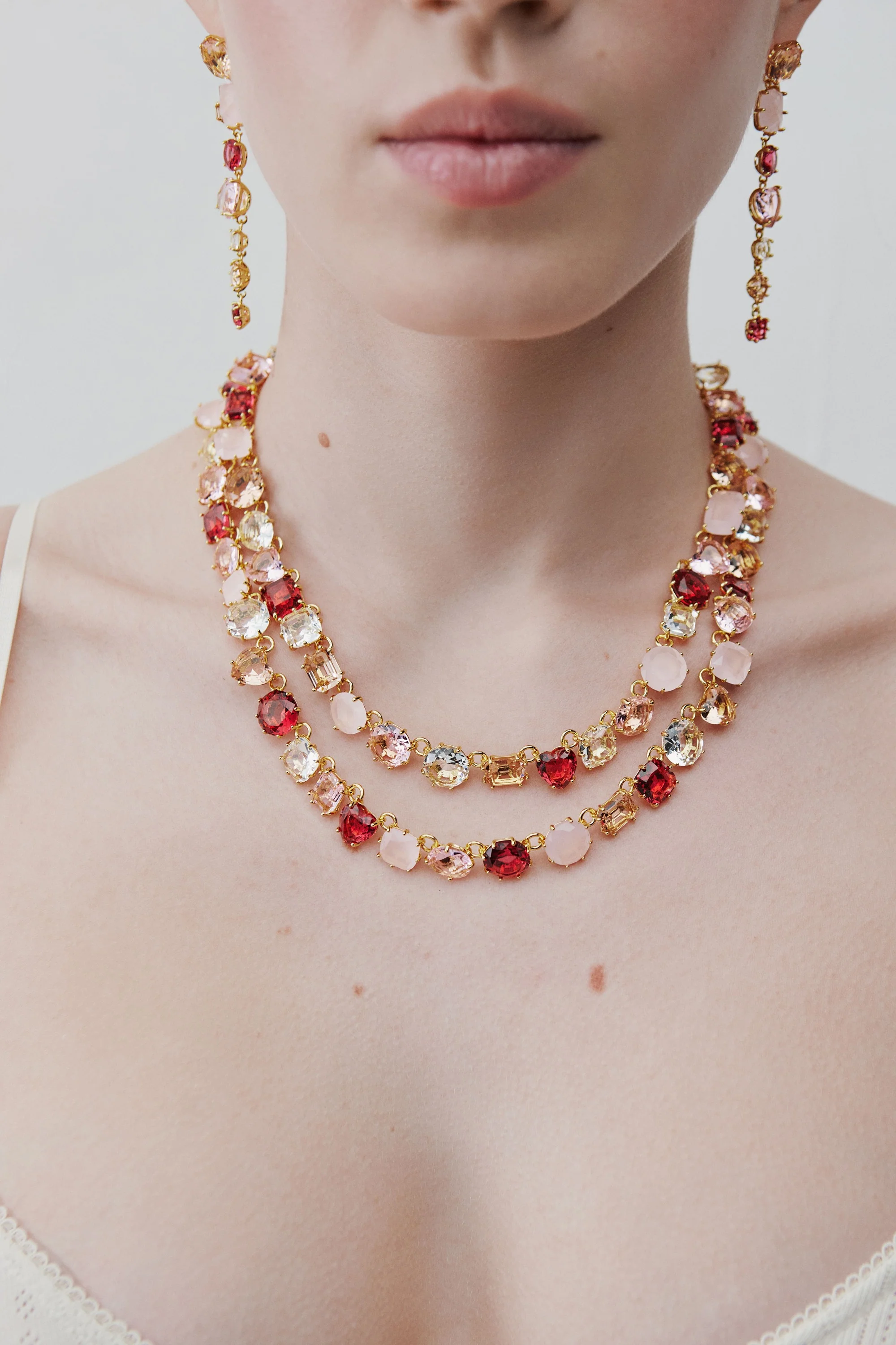 Collier plastron deux rangs La Diamantine Rosa Centifiola - Image 2