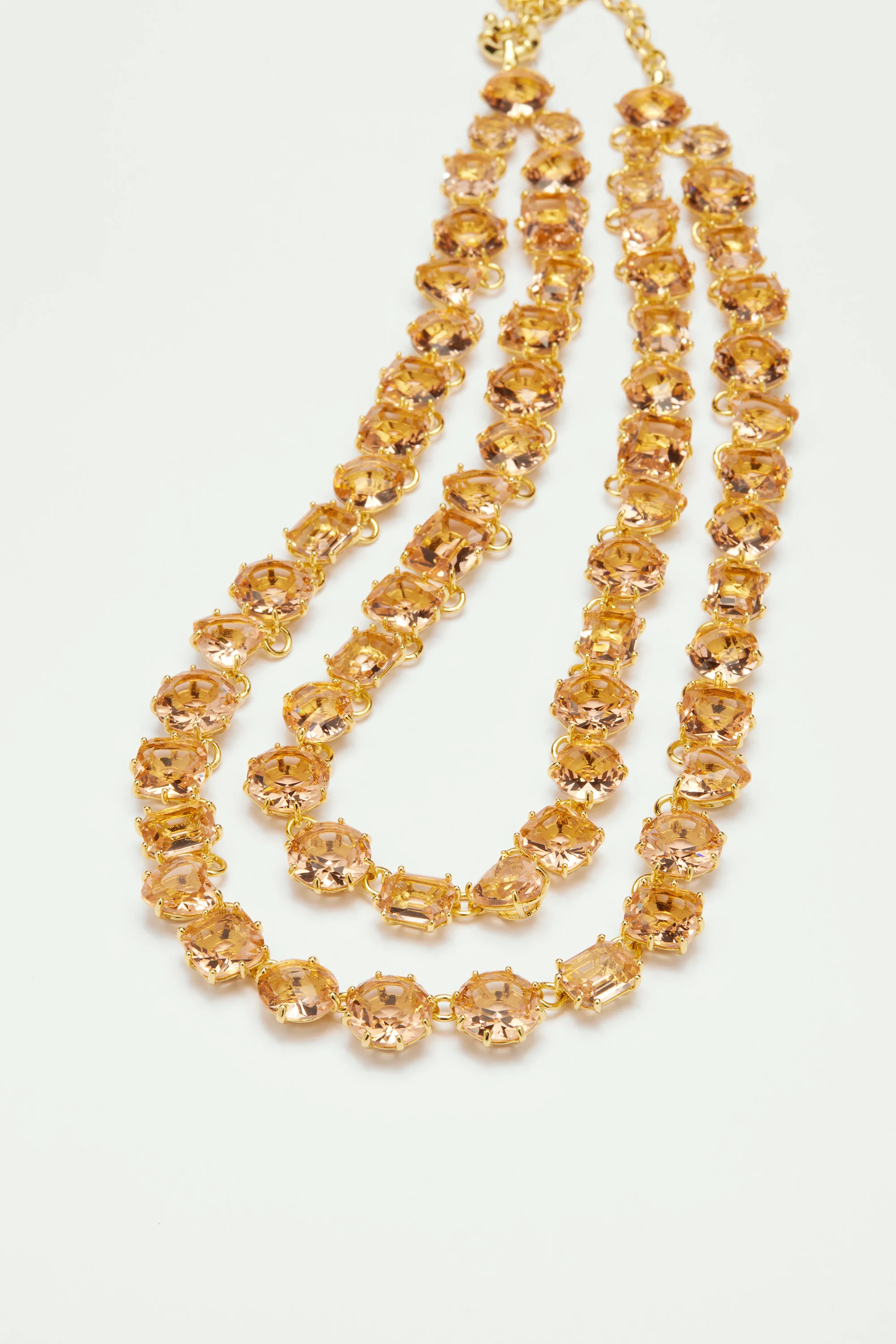 Collier plastron deux rangs la diamantine rose abricot - Image 3