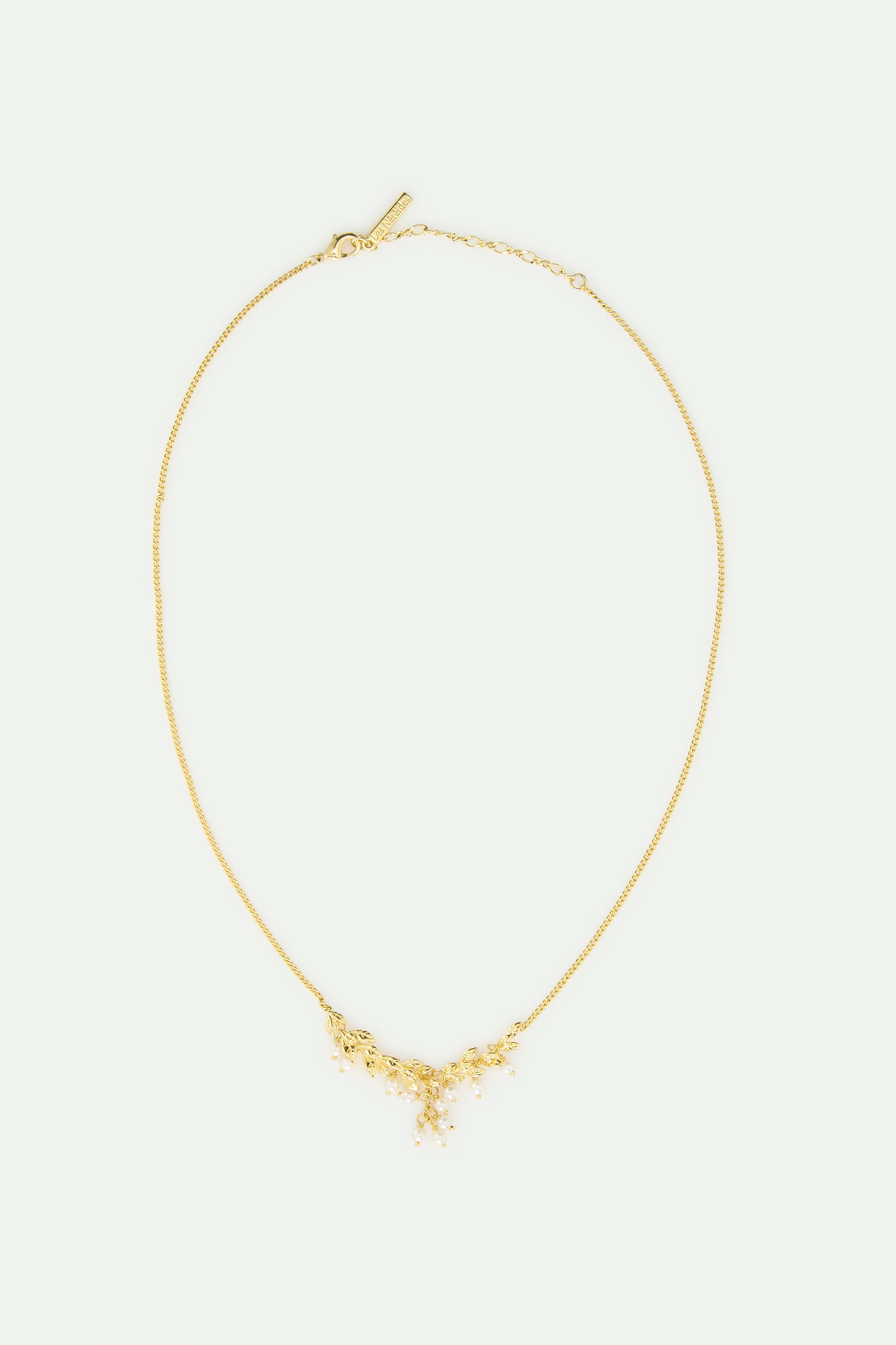 Collier plastron doré et blanc laurier et perles de culture - Image 4
