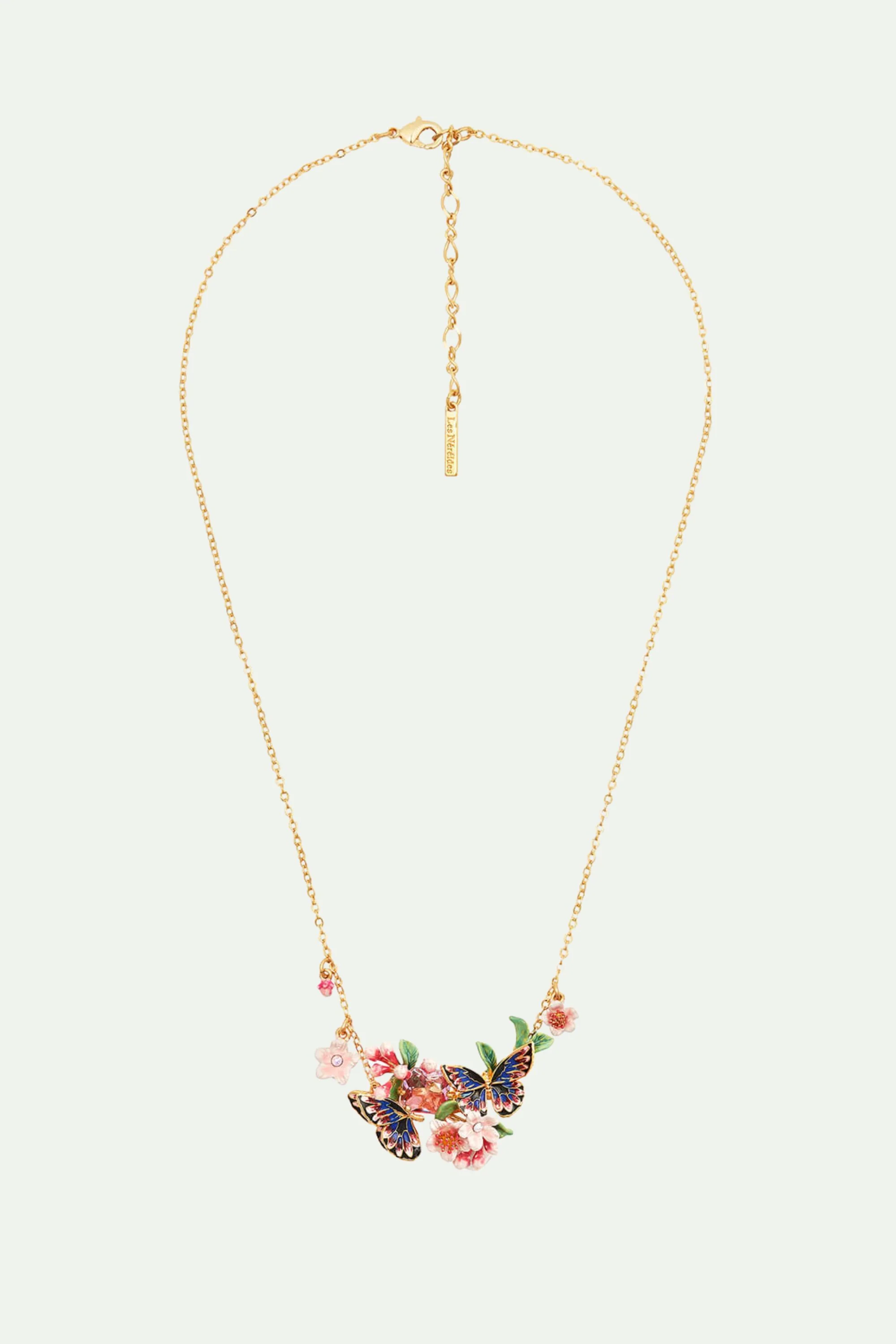 Collier plastron double papillon du japon et fleurs de cerisier - Image 3