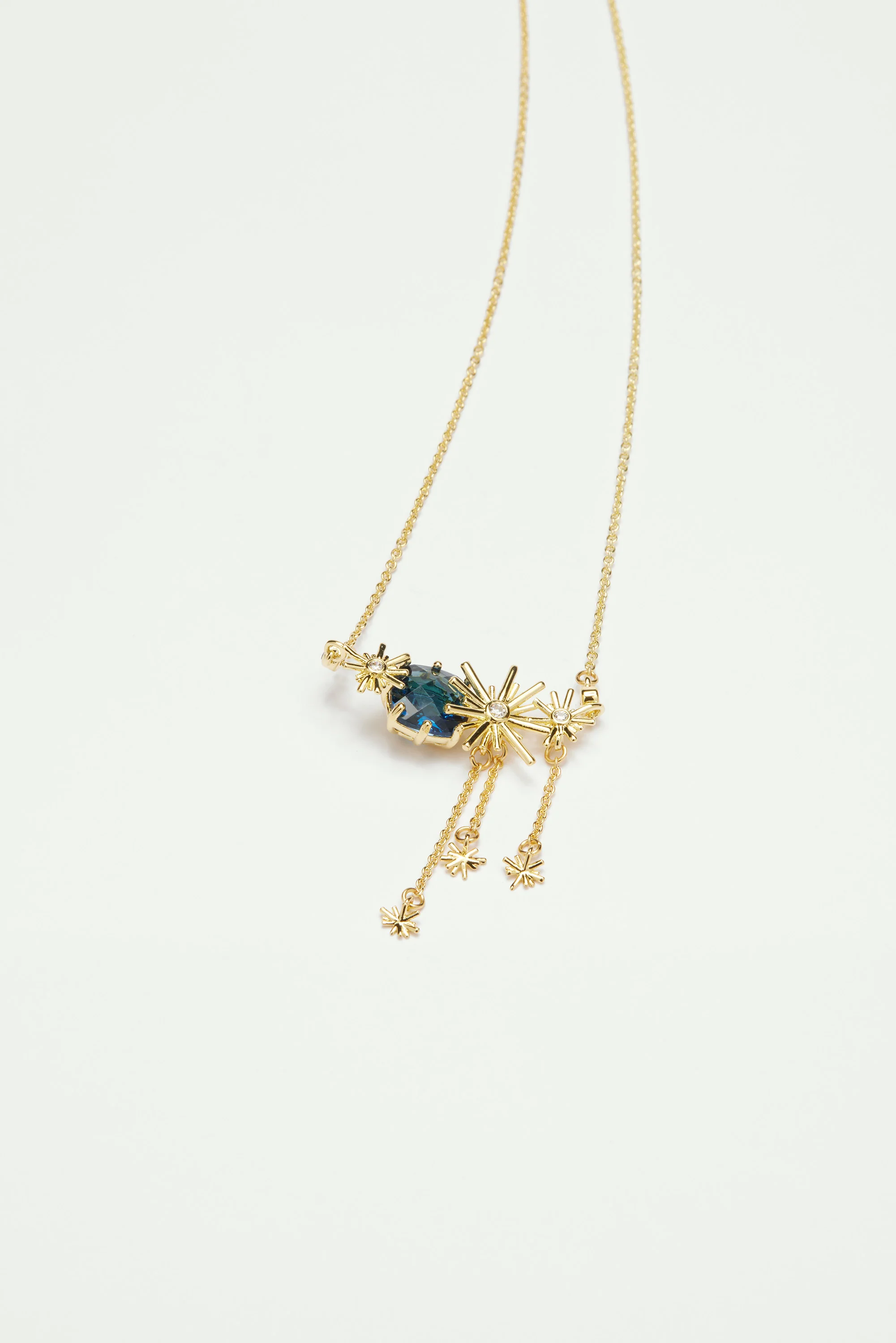 Collier plastron étoiles dorées et pierres bleues - Image 3