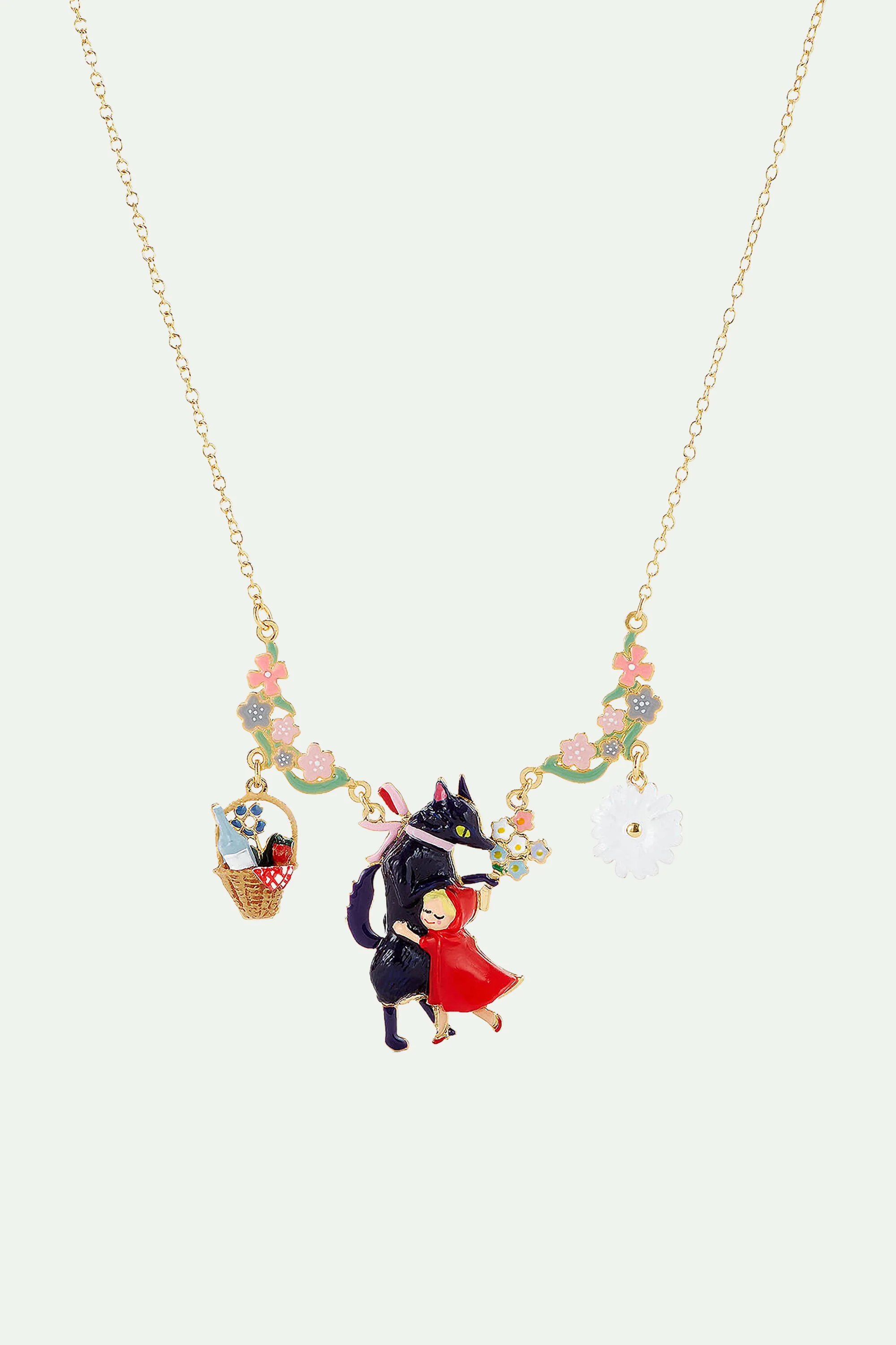 Collier plastron fleuri le grand méchant loup et le petit chaperon rouge