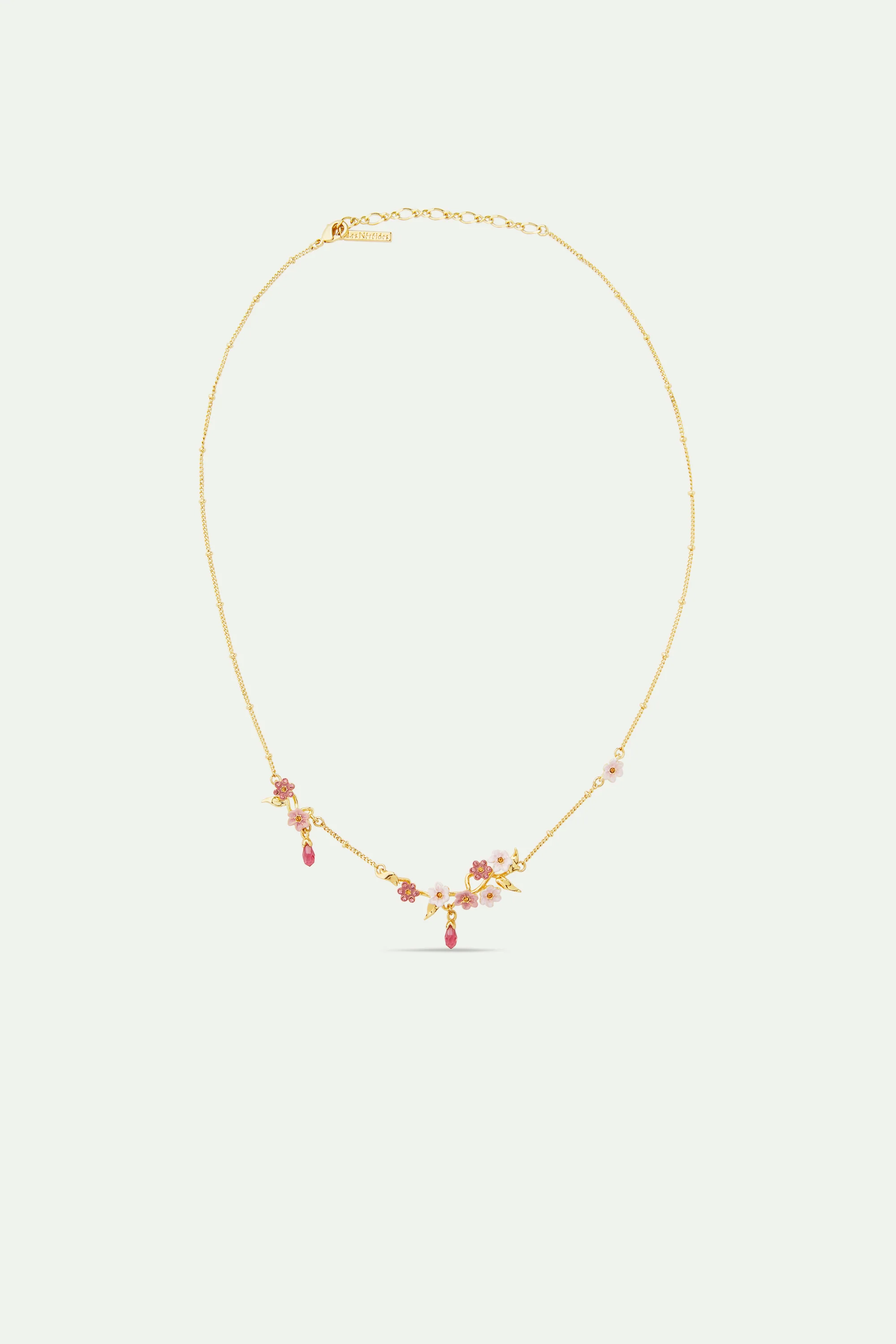 Collier plastron fleurs de jasmin roses - Image 3