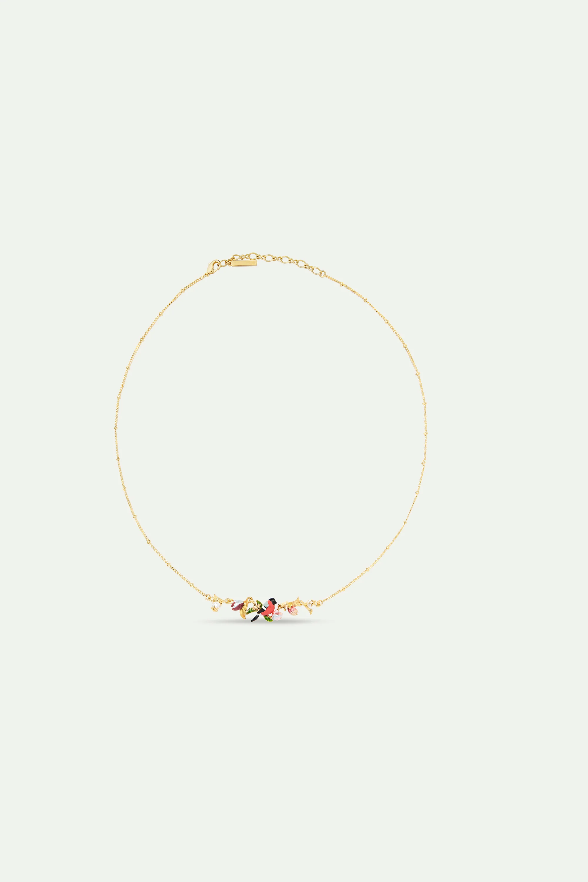 Collier plastron fleurs d'hellébore et bouvreuil pivoine - Image 3