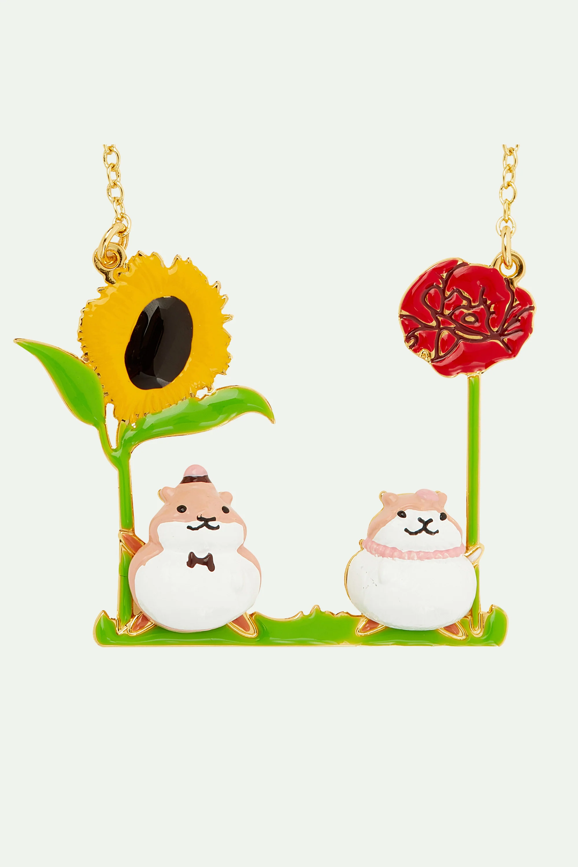 Collier plastron hamsters et fleurs - Image 4