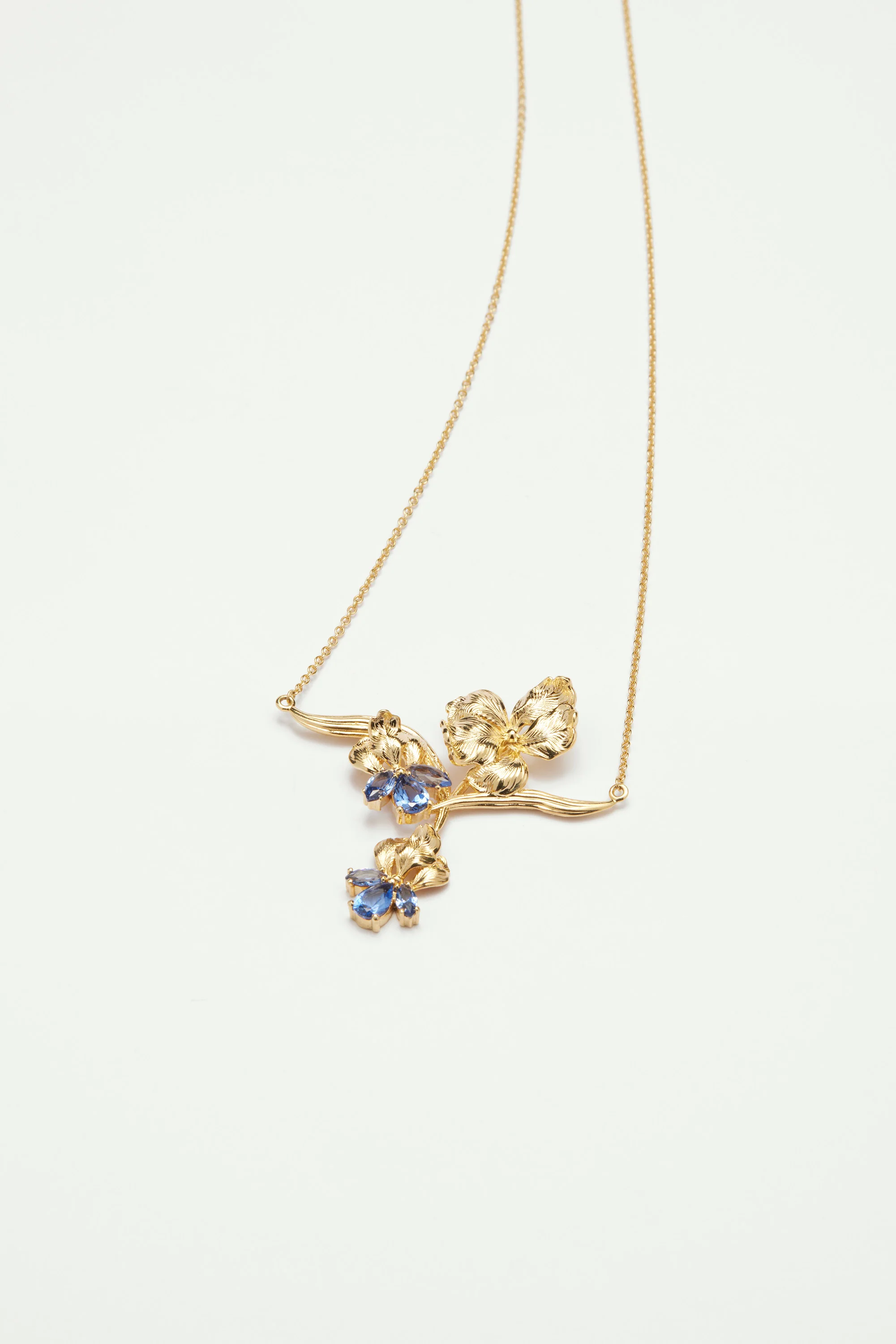 Collier plastron iris doré et cristal bleu - Image 2