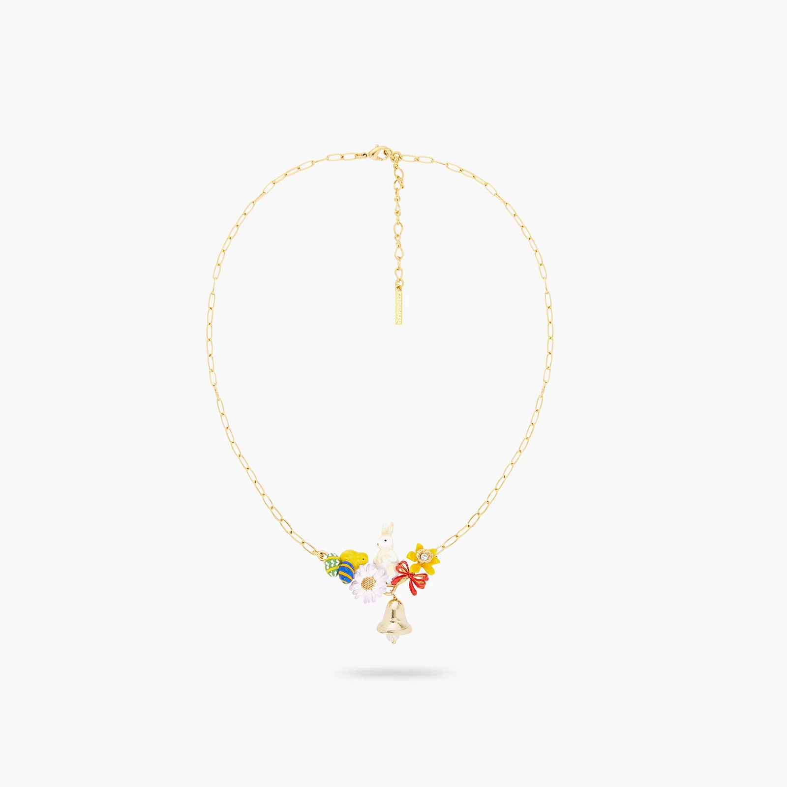 Collier plastron lapin, cloche, œuf de Pâques et fleurs - Image 2