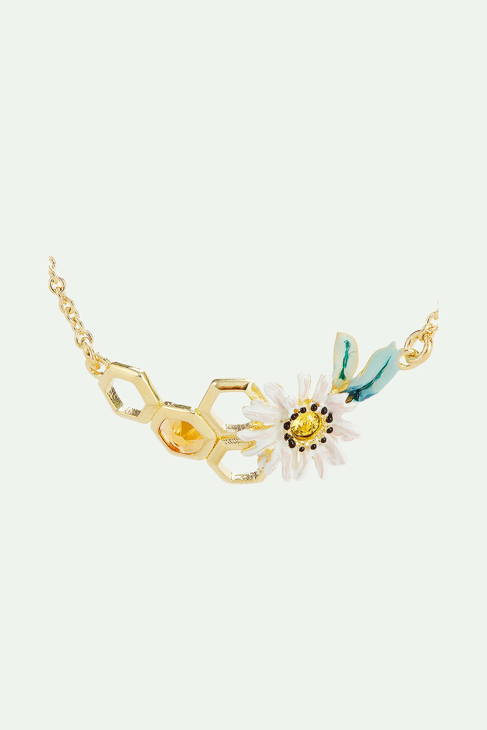 Collier plastron marguerite et alvéoles de miel - Image 3