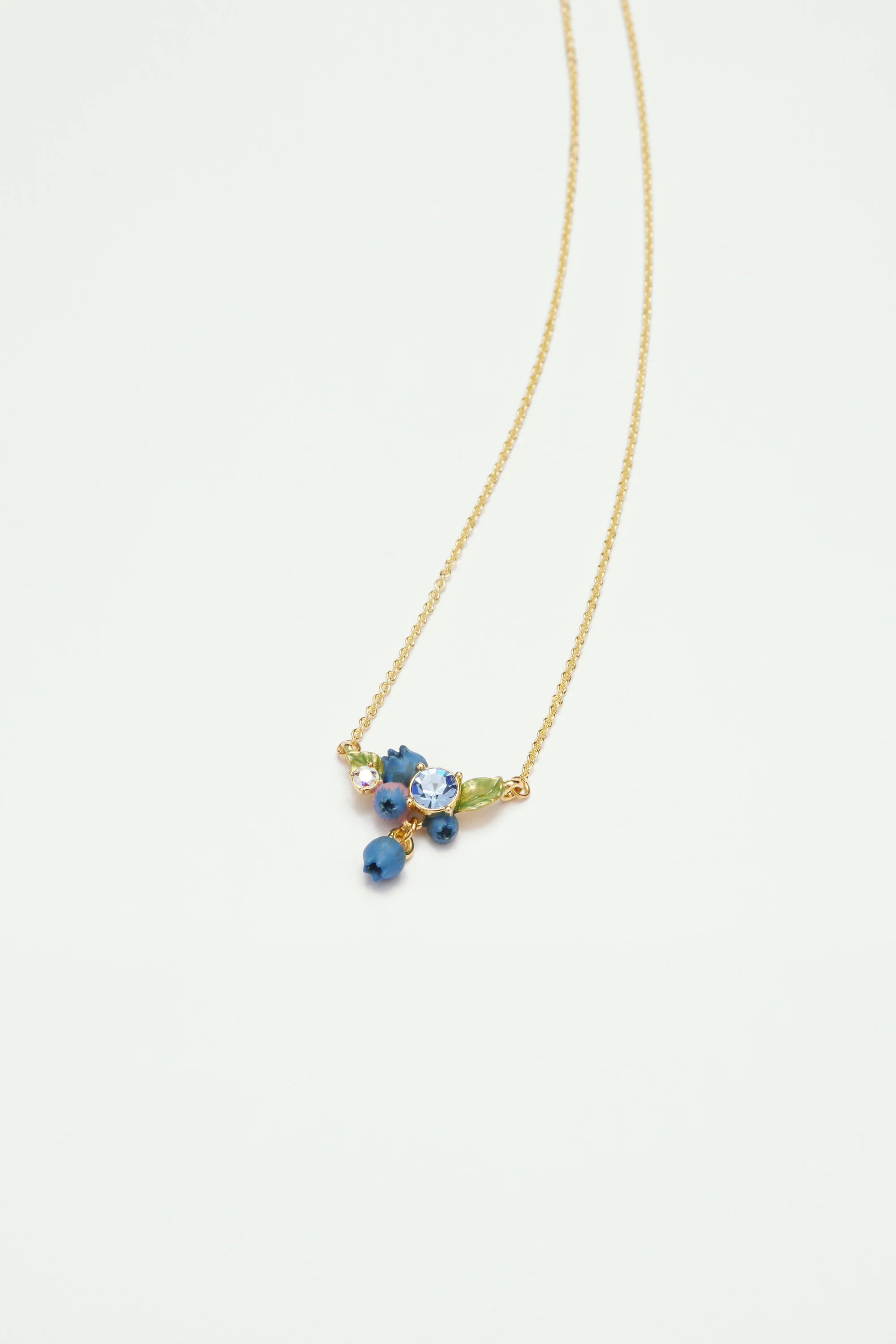 Collier plastron myrtilles et pierre en verre taillé ronde - Image 3