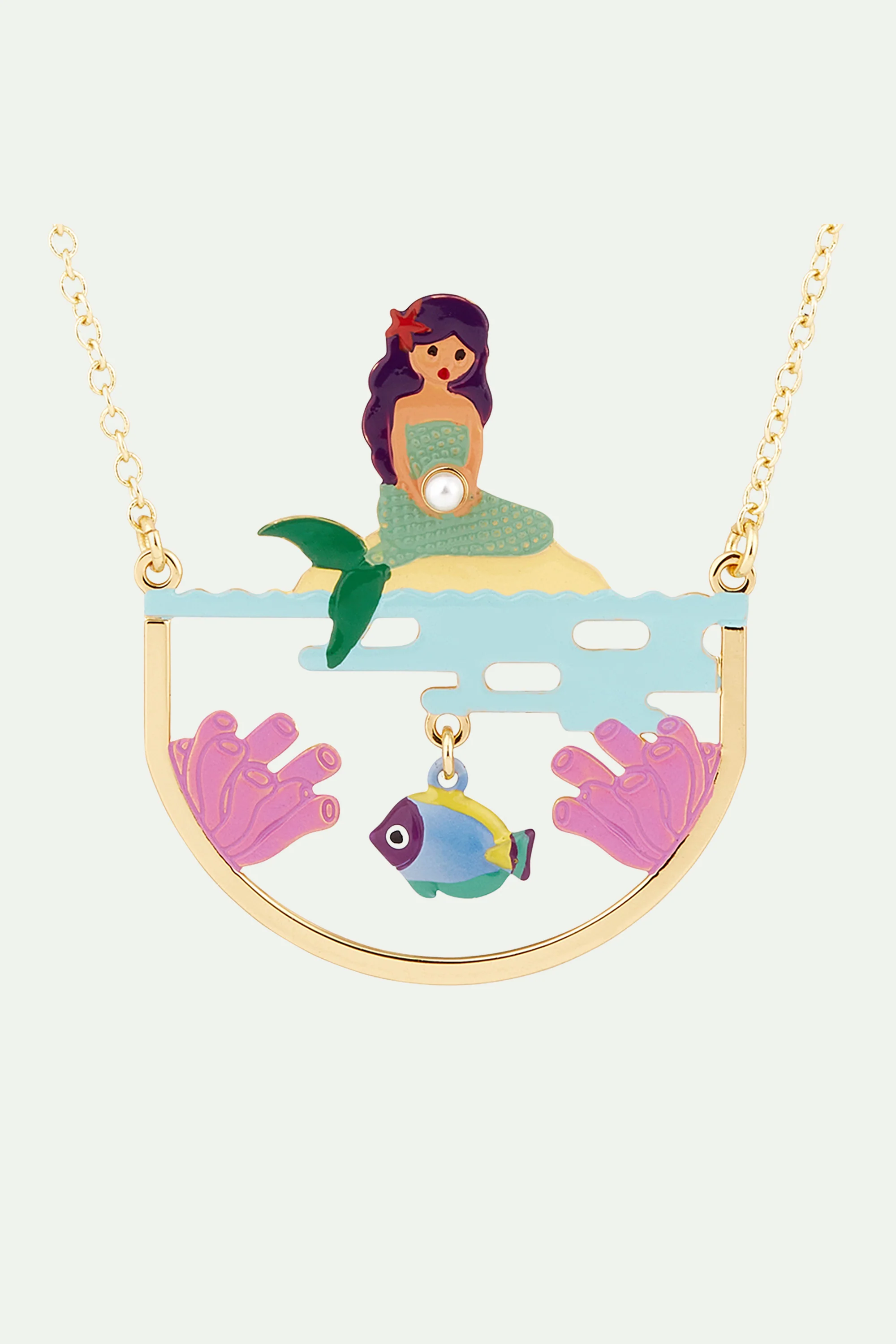 Collier plastron sirène et fond marin - Image 4