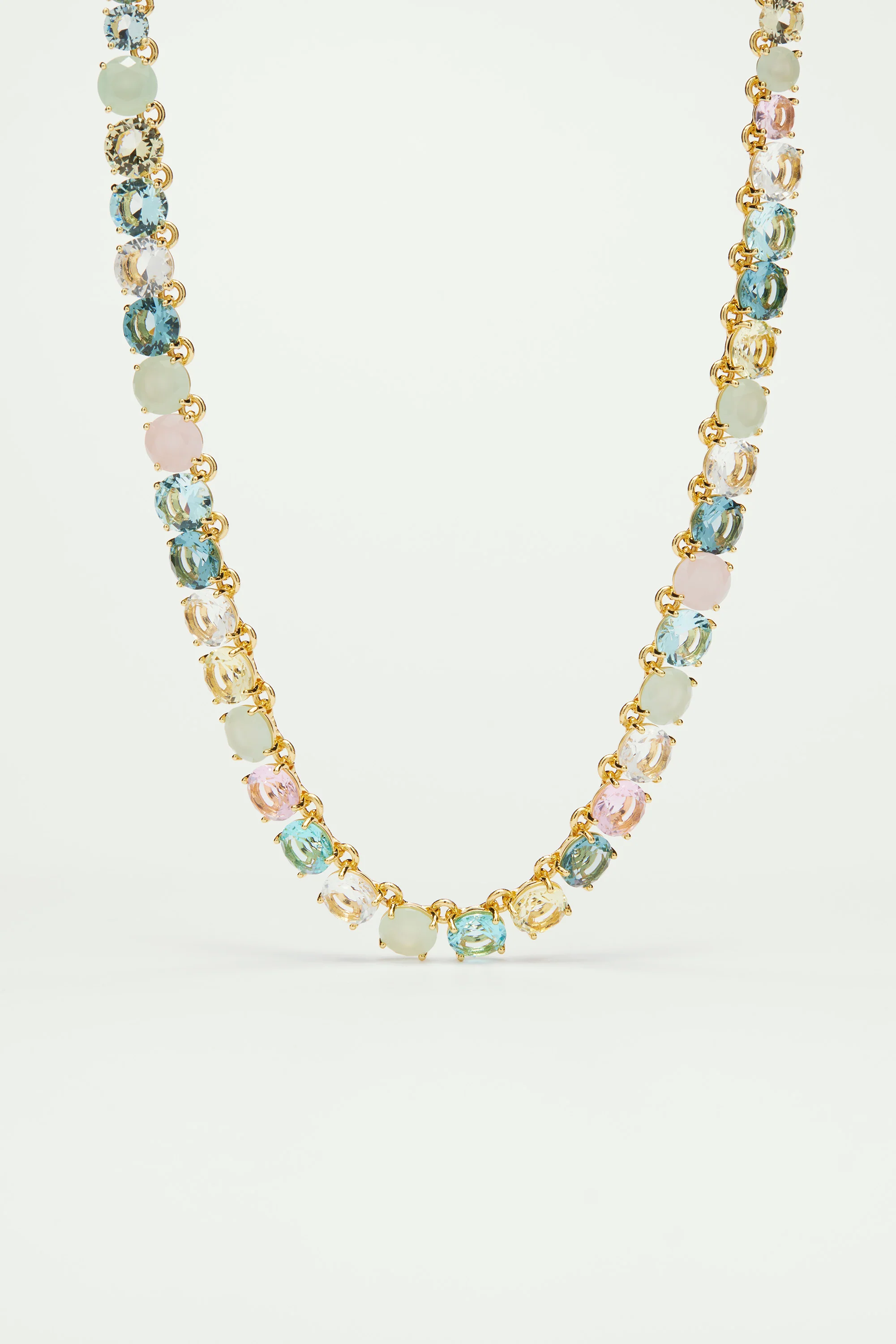 Collier ras de cou pierres rondes la diamantine acqua azzura