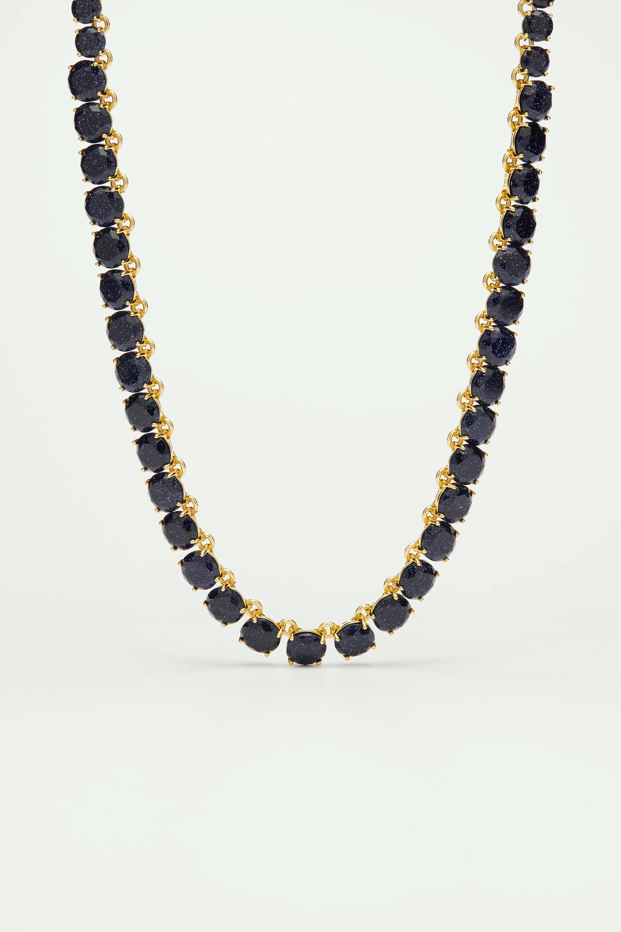 Collier ras de cou pierres rondes la diamantine bleu nuit pailleté
