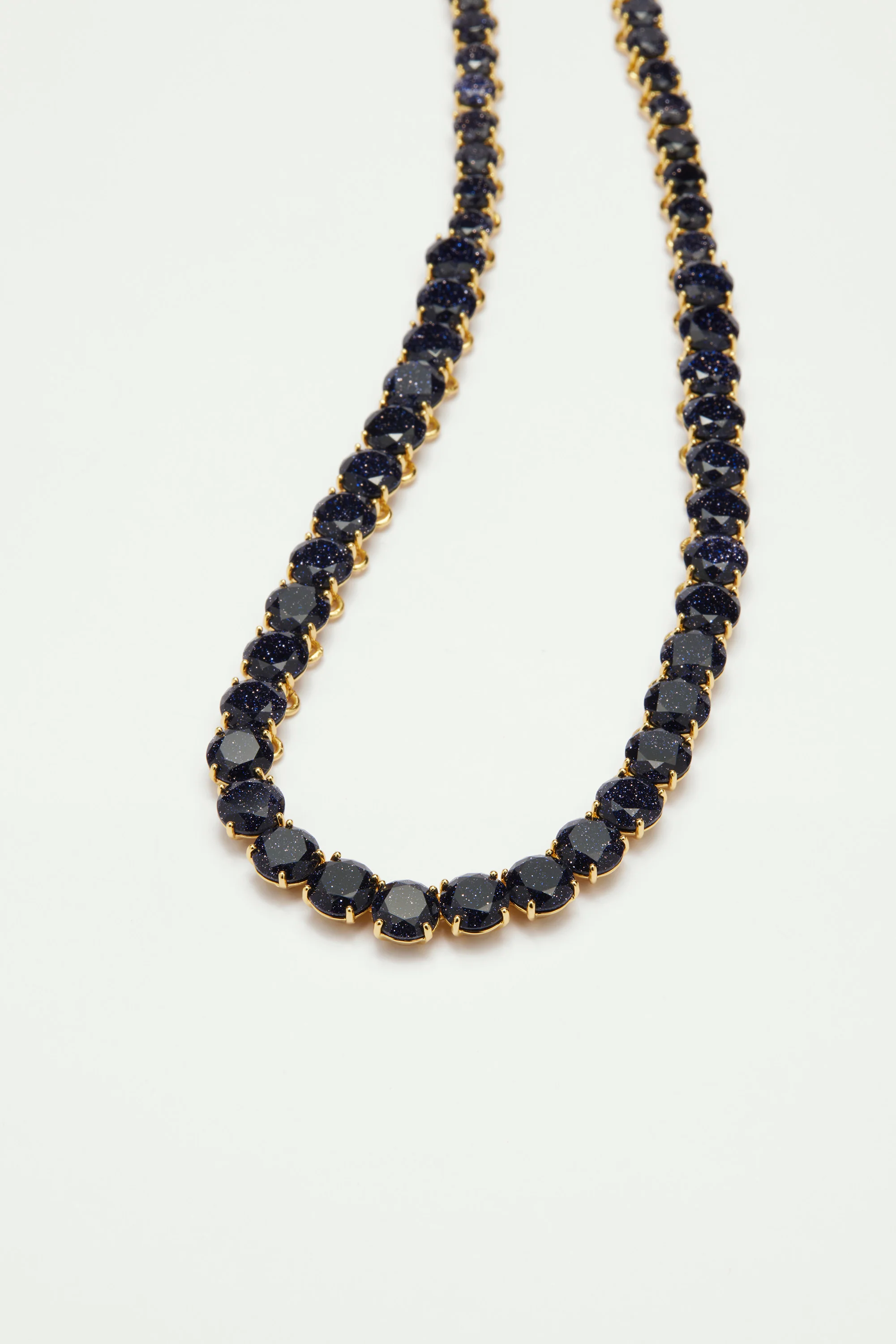 Collier ras de cou pierres rondes la diamantine bleu nuit pailleté - Image 3