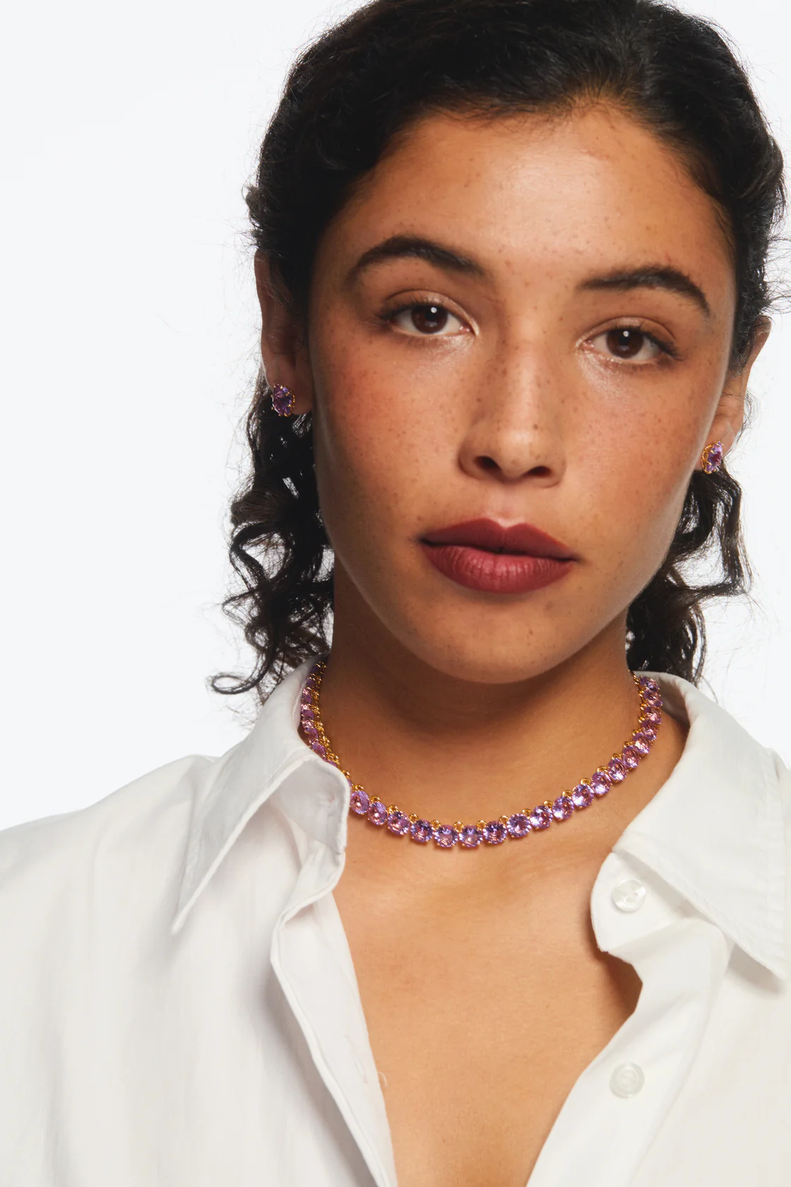 Collier ras de cou pierres rondes La Diamantine lavande - Image 2