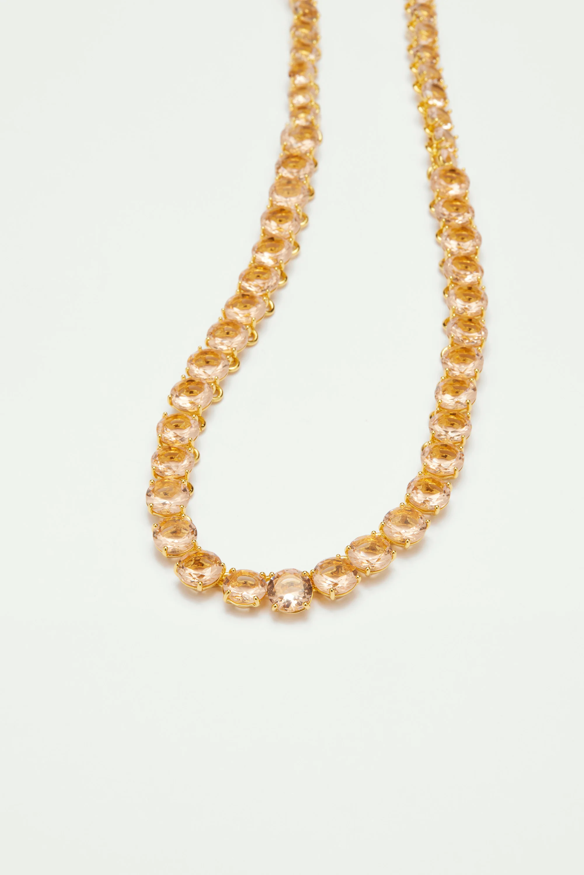 Collier ras de cou pierres rondes la diamantine rose abricot - Image 3