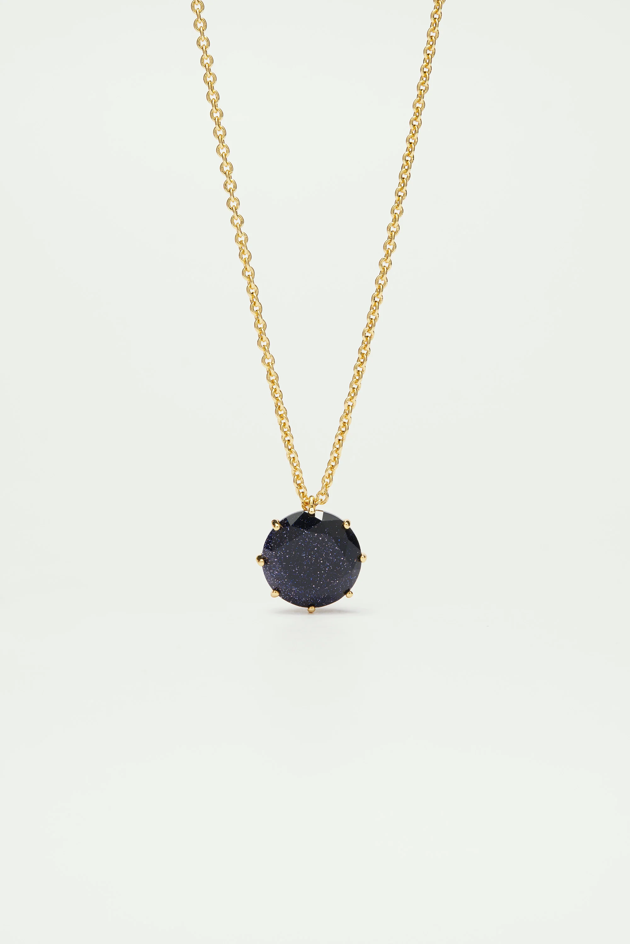 Collier sautoir pierre ronde la diamantine bleu nuit pailleté