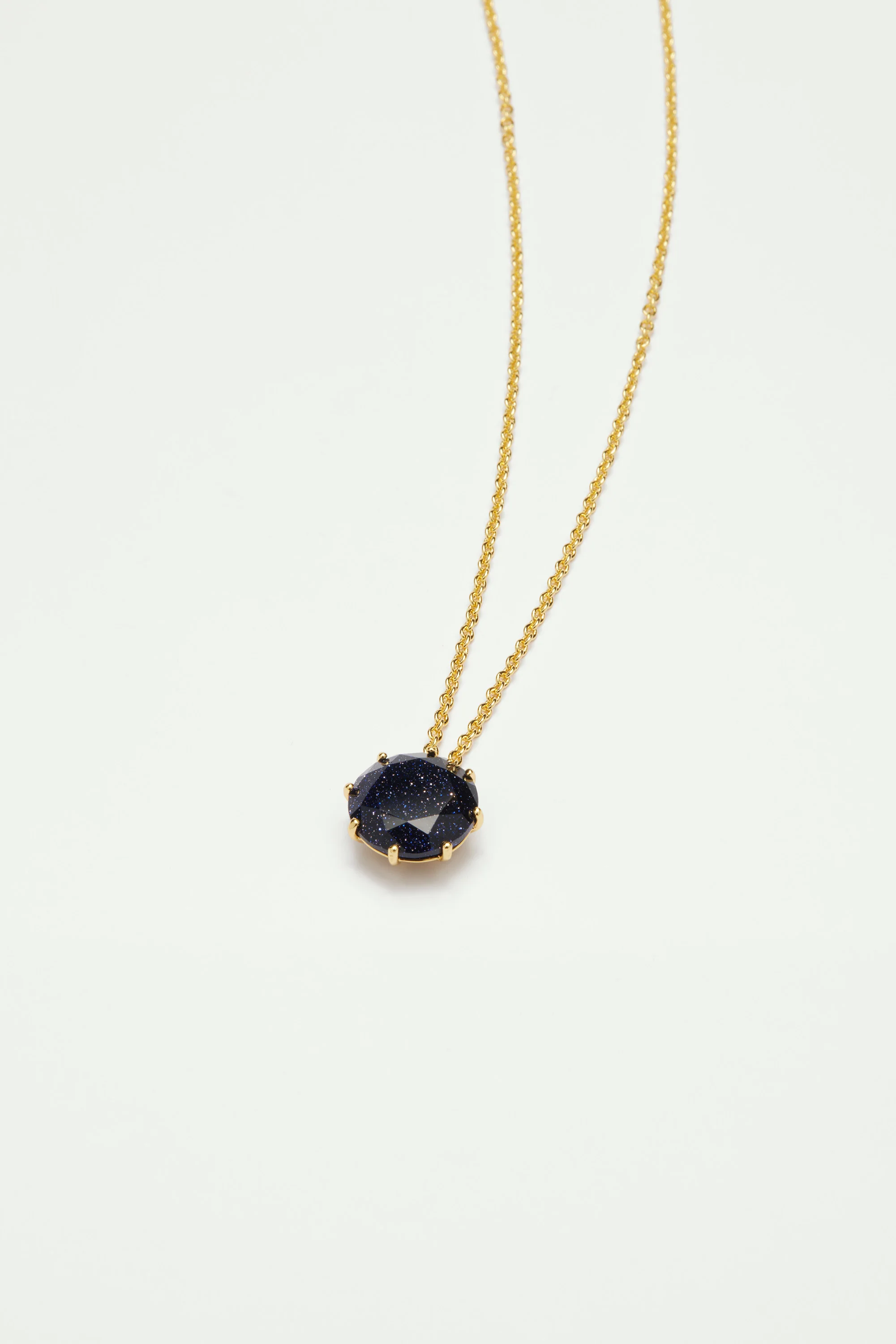 Collier sautoir pierre ronde la diamantine bleu nuit pailleté - Image 3