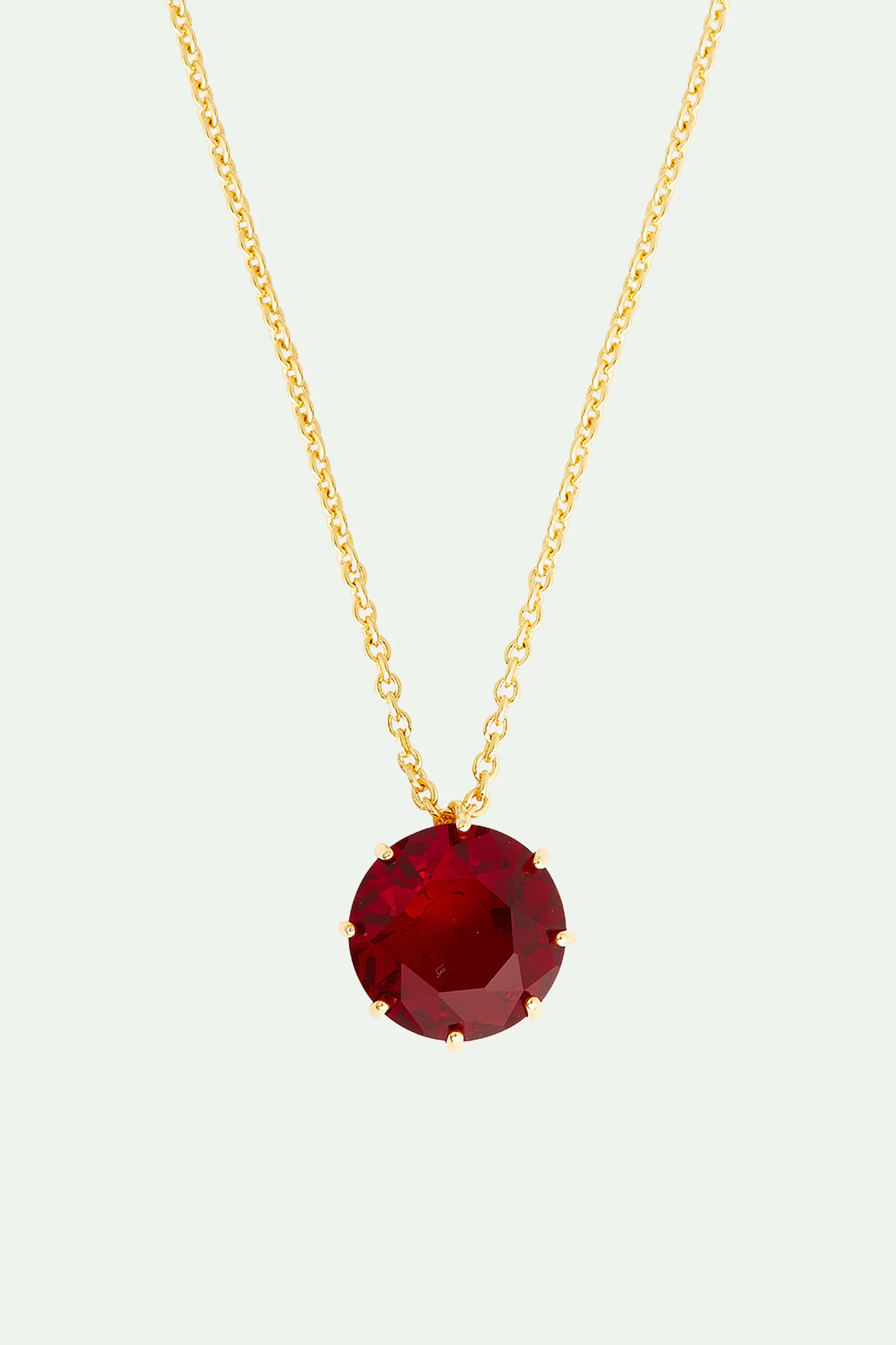 Collier sautoir pierre ronde La Diamantine rouge grenat