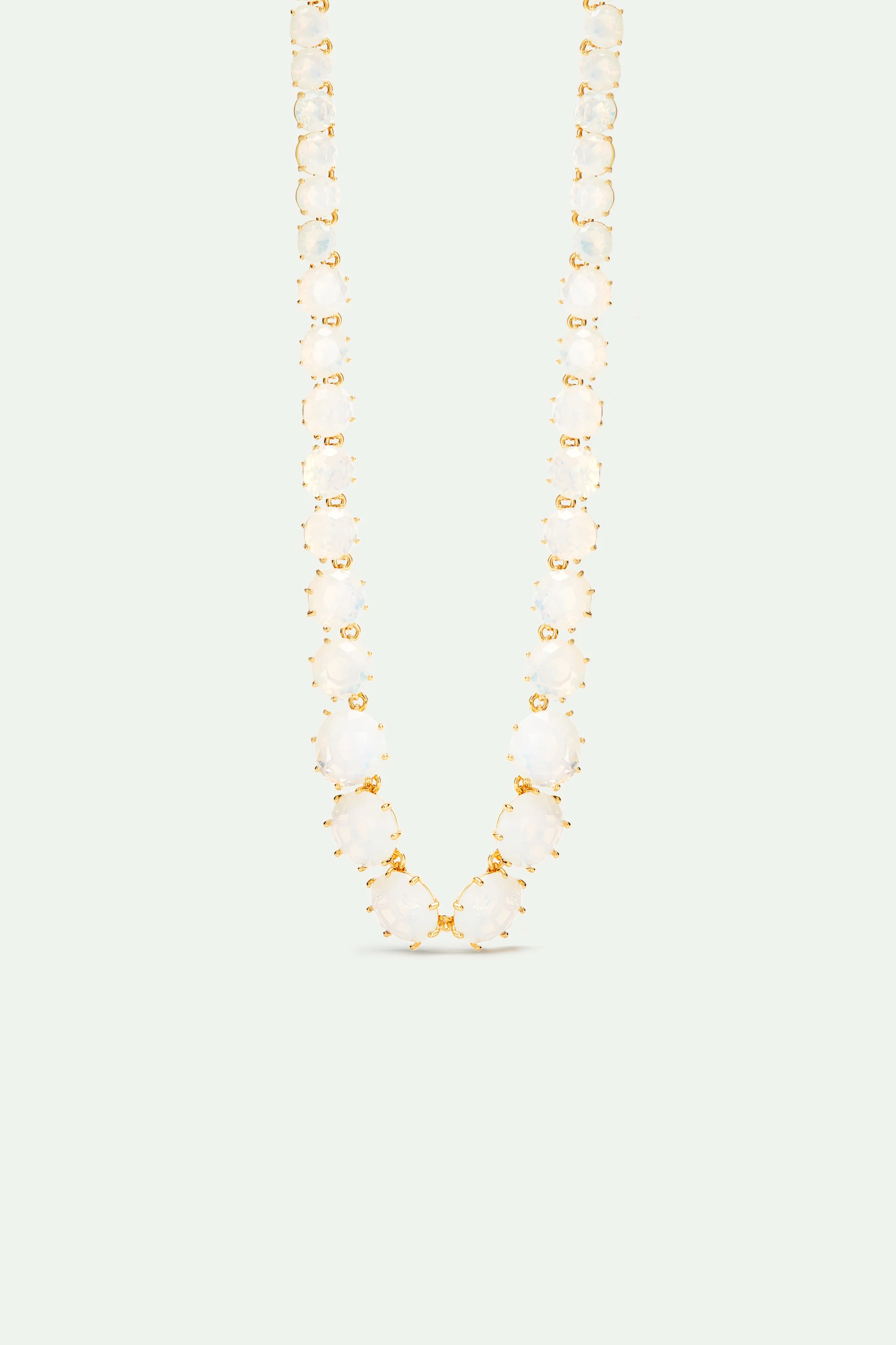 Collier sautoir pierres rondes La Diamantine blanc opalescent