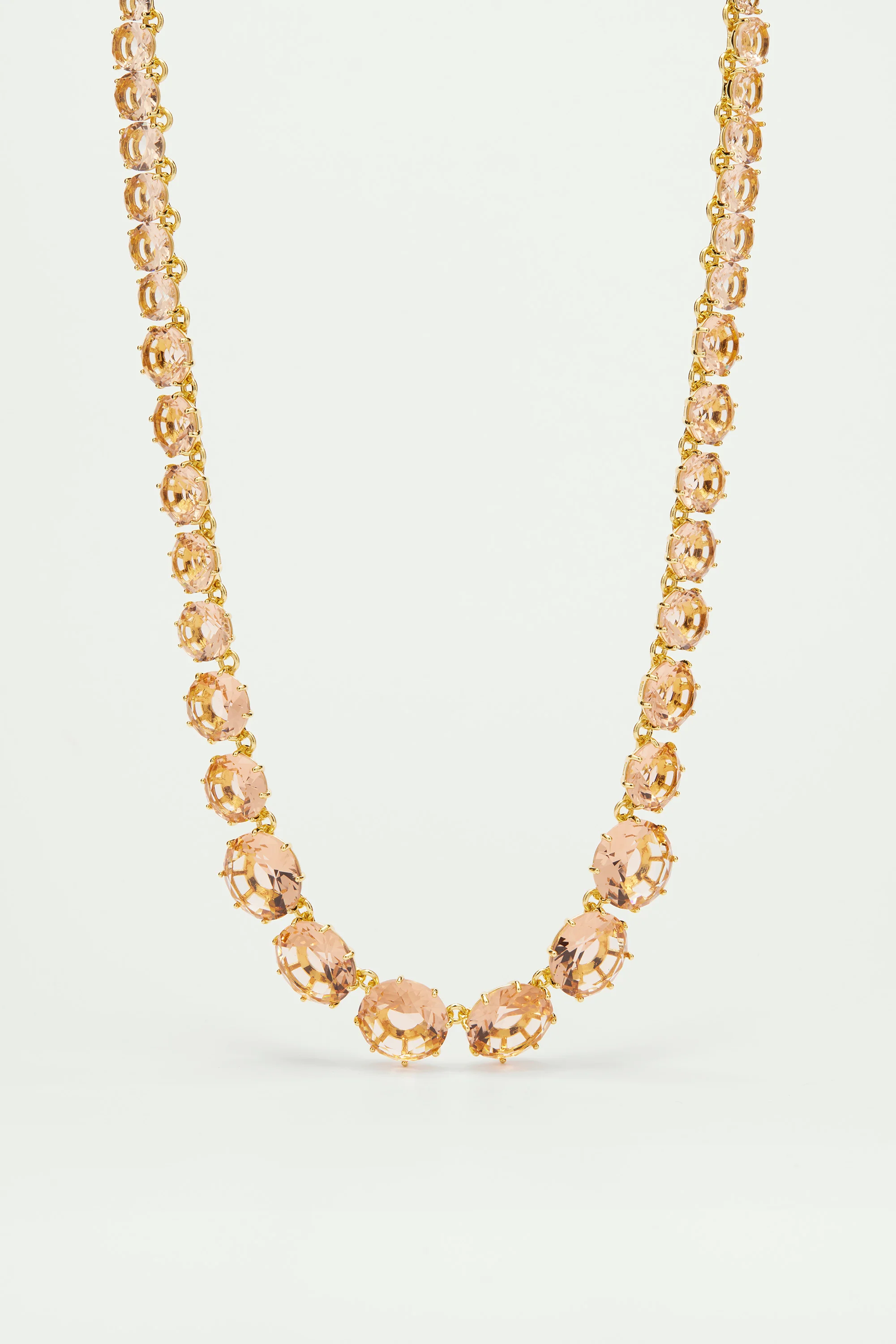 Collier sautoir pierres rondes la diamantine rose abricot