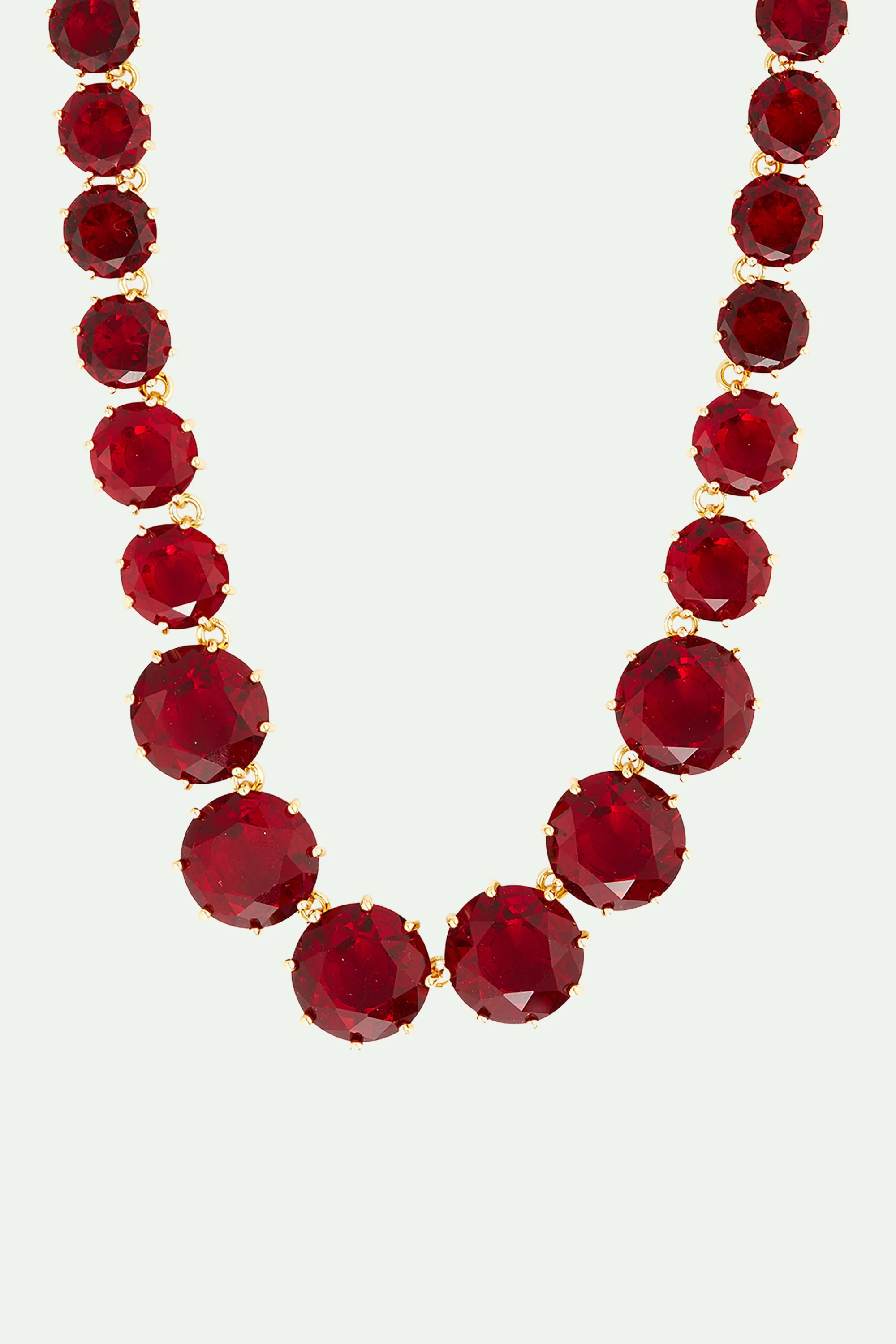 Collier sautoir pierres rondes La Diamantine rouge grenat