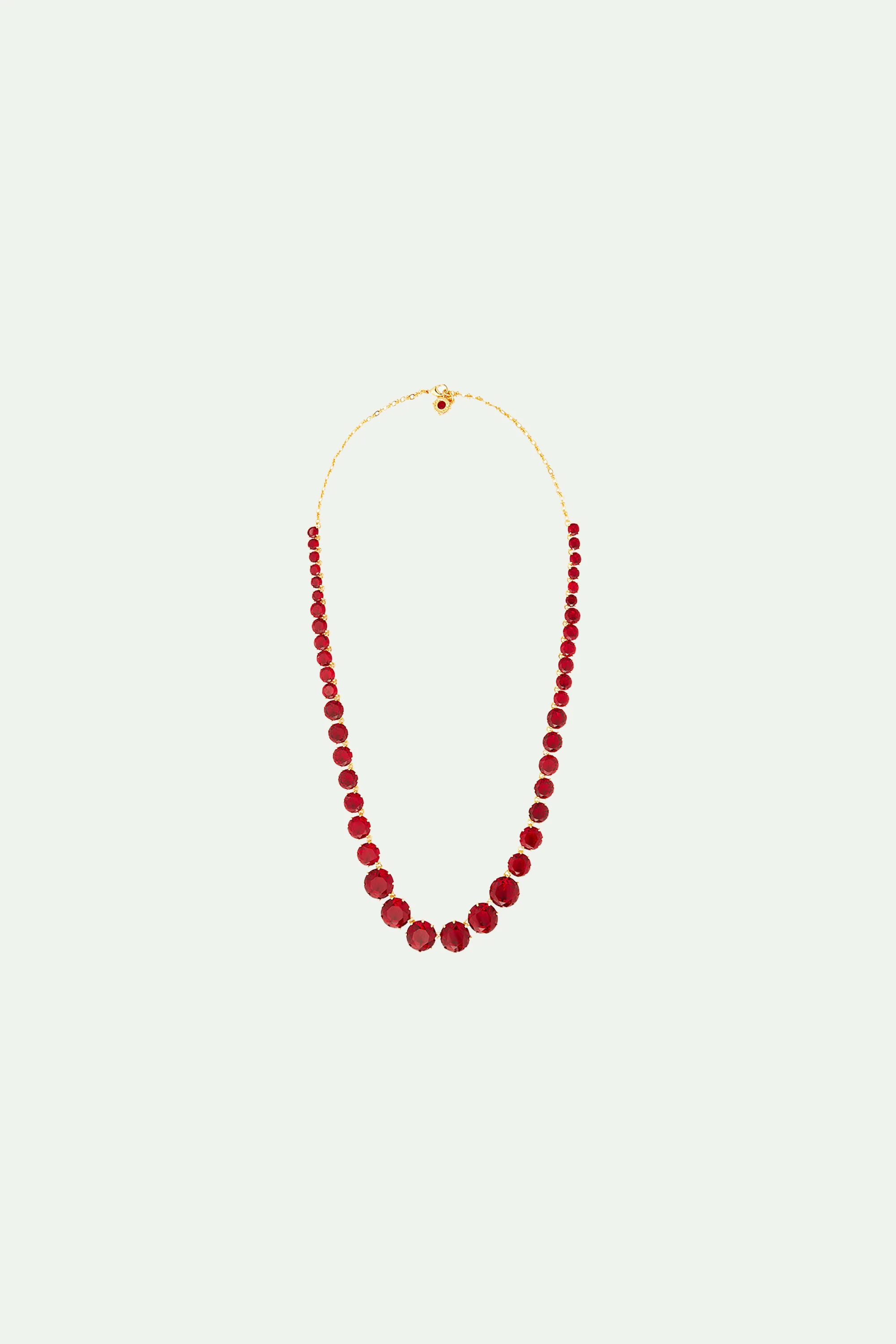 Collier sautoir pierres rondes La Diamantine rouge grenat - Image 2