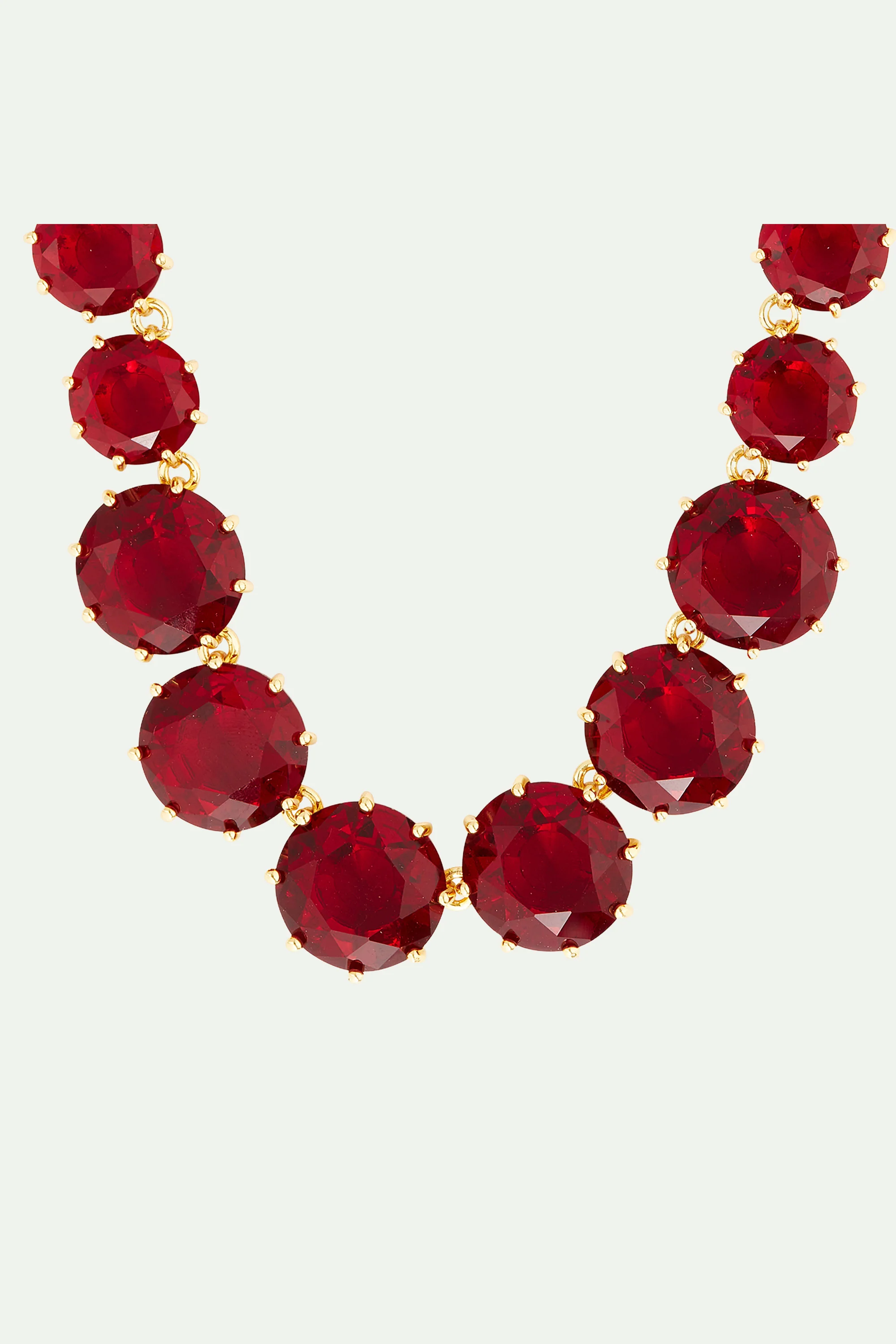 Collier sautoir pierres rondes La Diamantine rouge grenat - Image 3