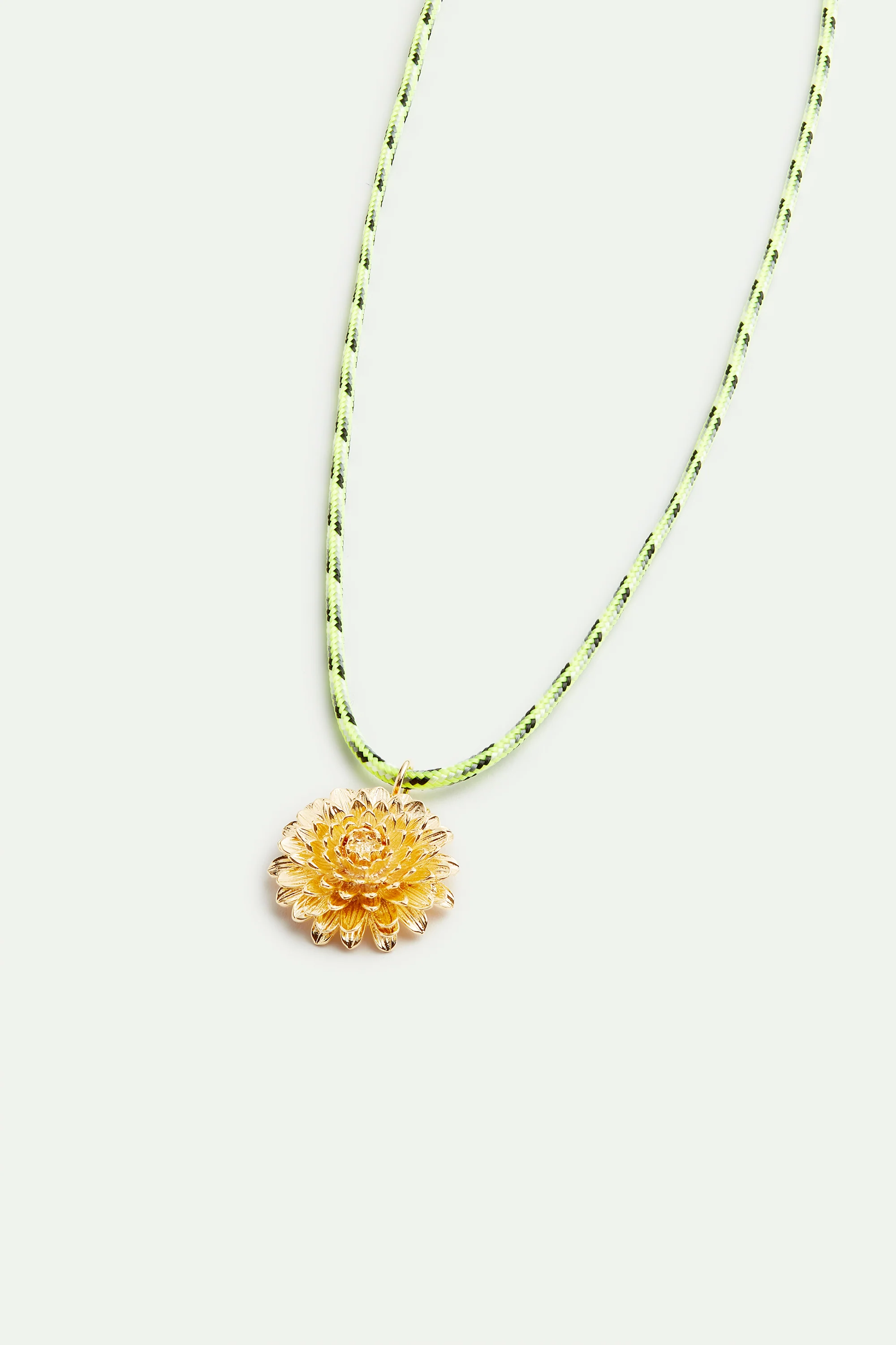 Collier vert corde et pissenlit doré - Image 3