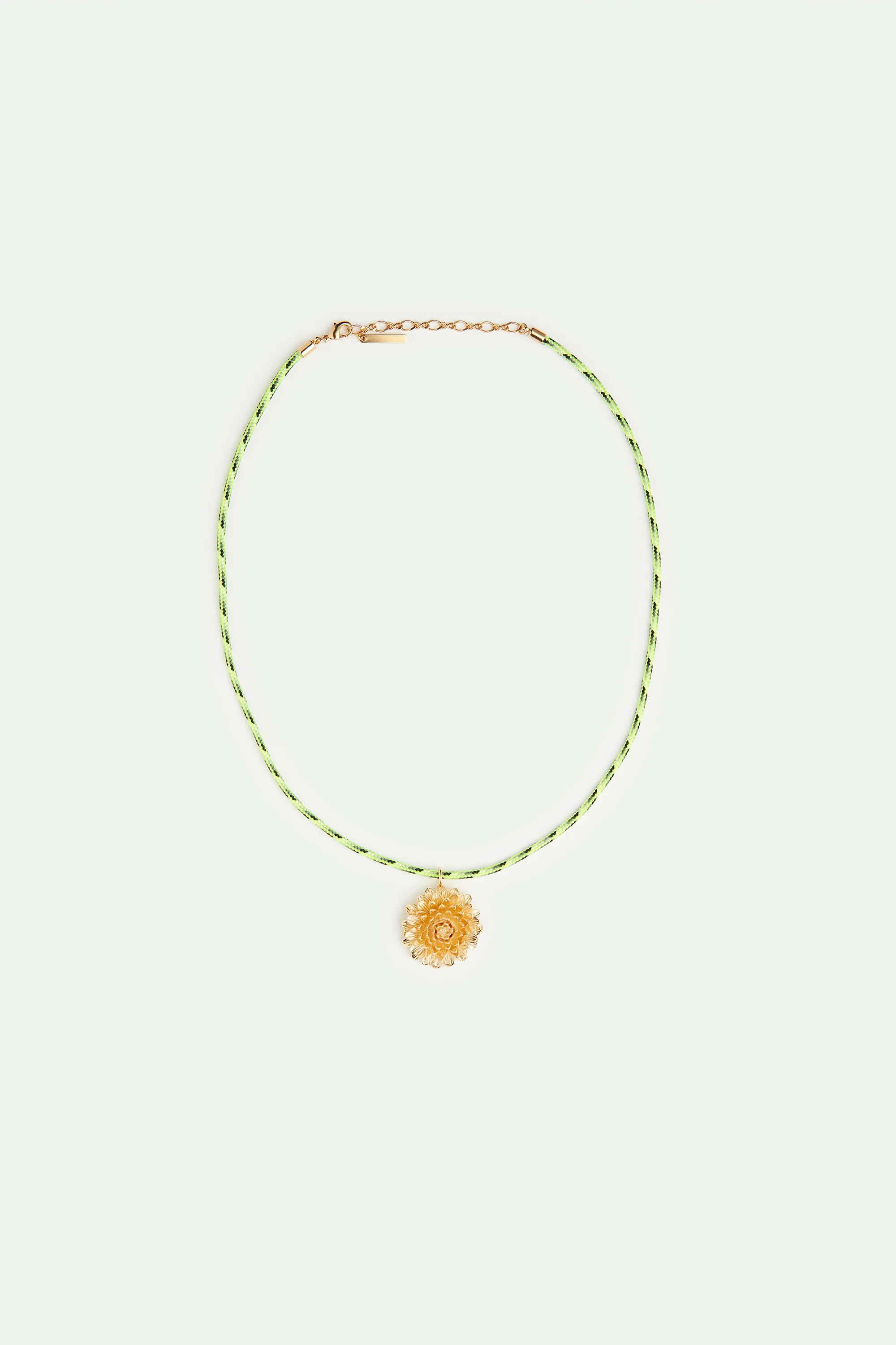 Collier vert corde et pissenlit doré - Image 4