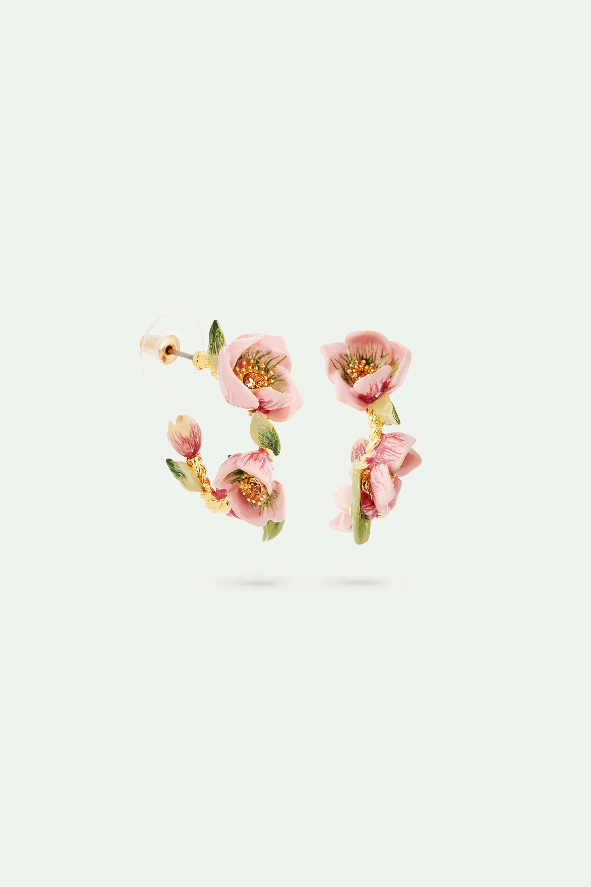 Créoles fleur d'hellébore rose de Noël - Image 3