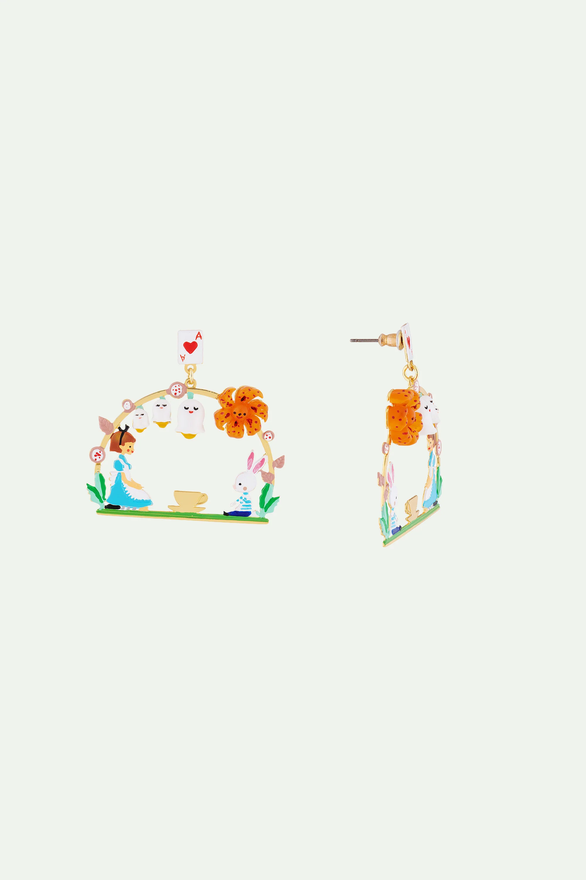 Créoles tiges teatime alice et lapin blanc - Image 2