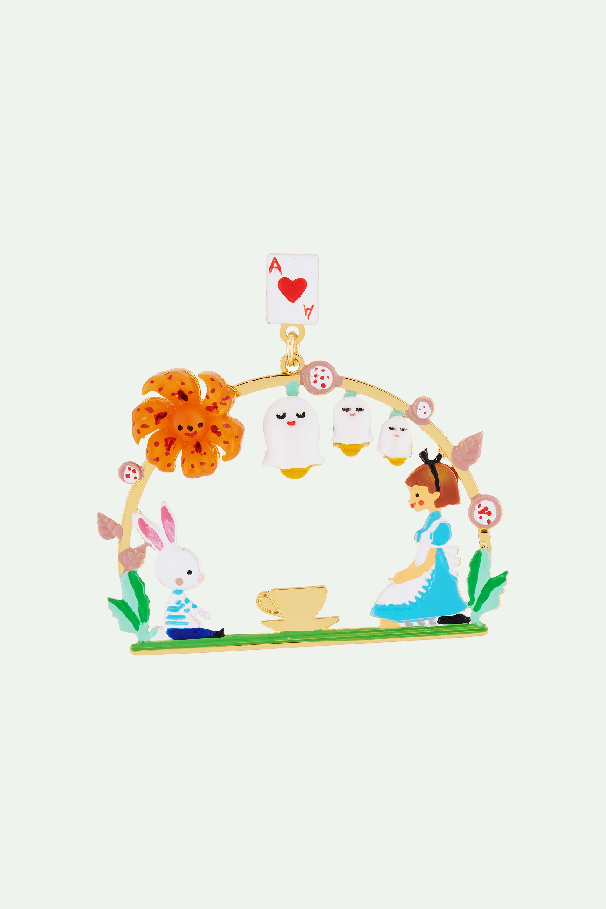 Créoles tiges teatime alice et lapin blanc - Image 3